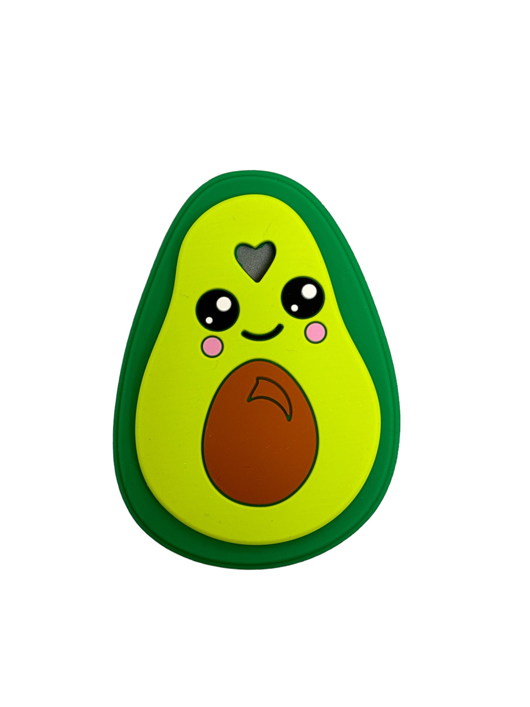 Cartoon avocado with a smiling face on a white background
