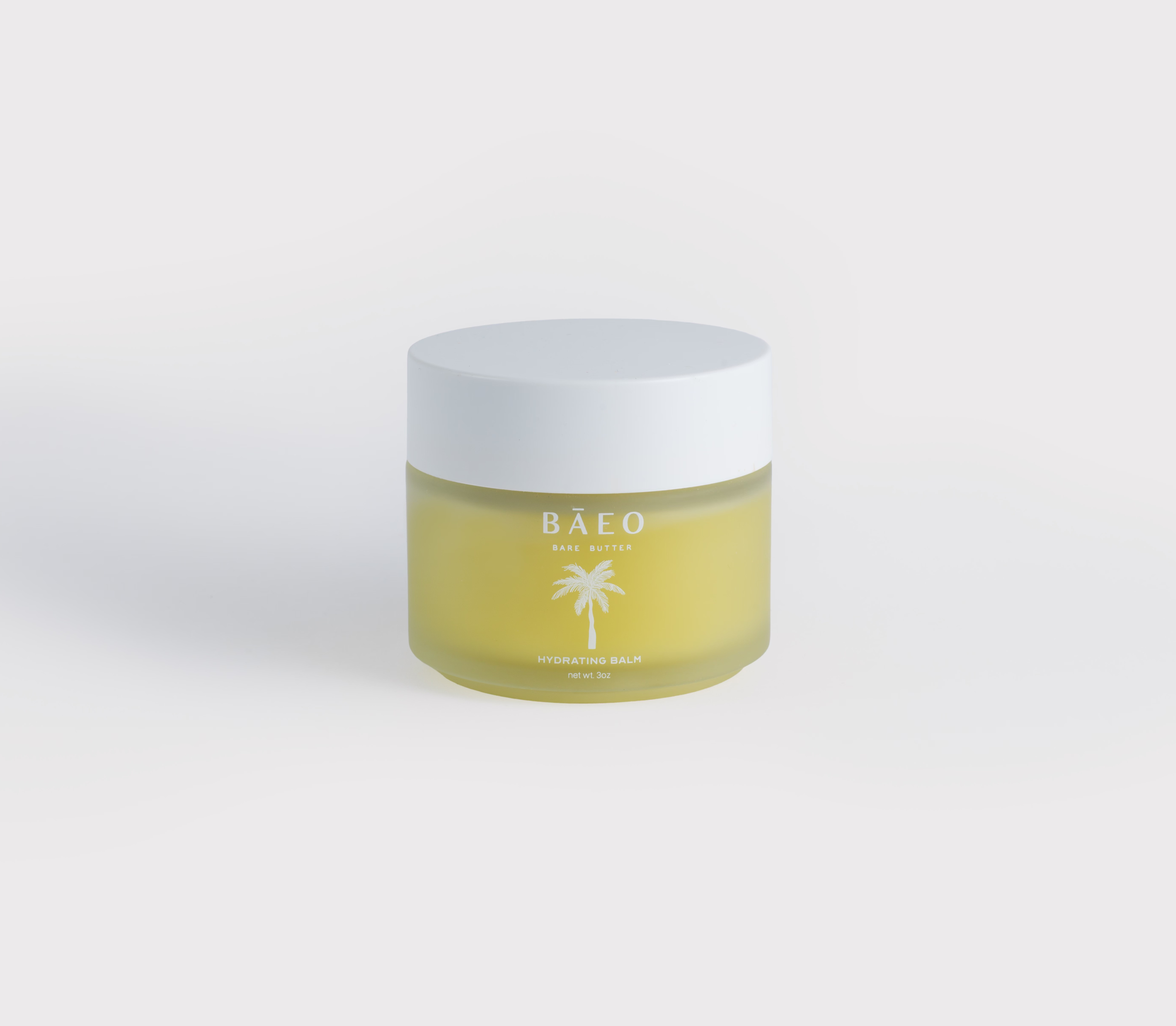 Jar of Bäeo body butter on a light gray background