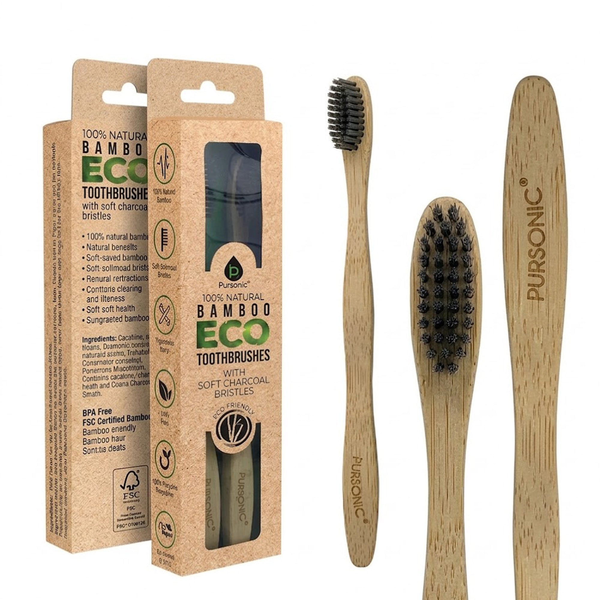 Pursonic 100% Natural Bamboo Toothbrush
