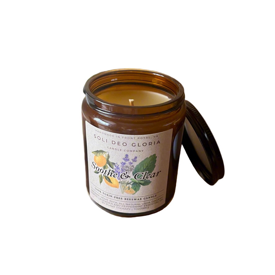 Soli Deo Gloria Candle Company Soothe & Clear | Sinus Relief Beeswax Candle