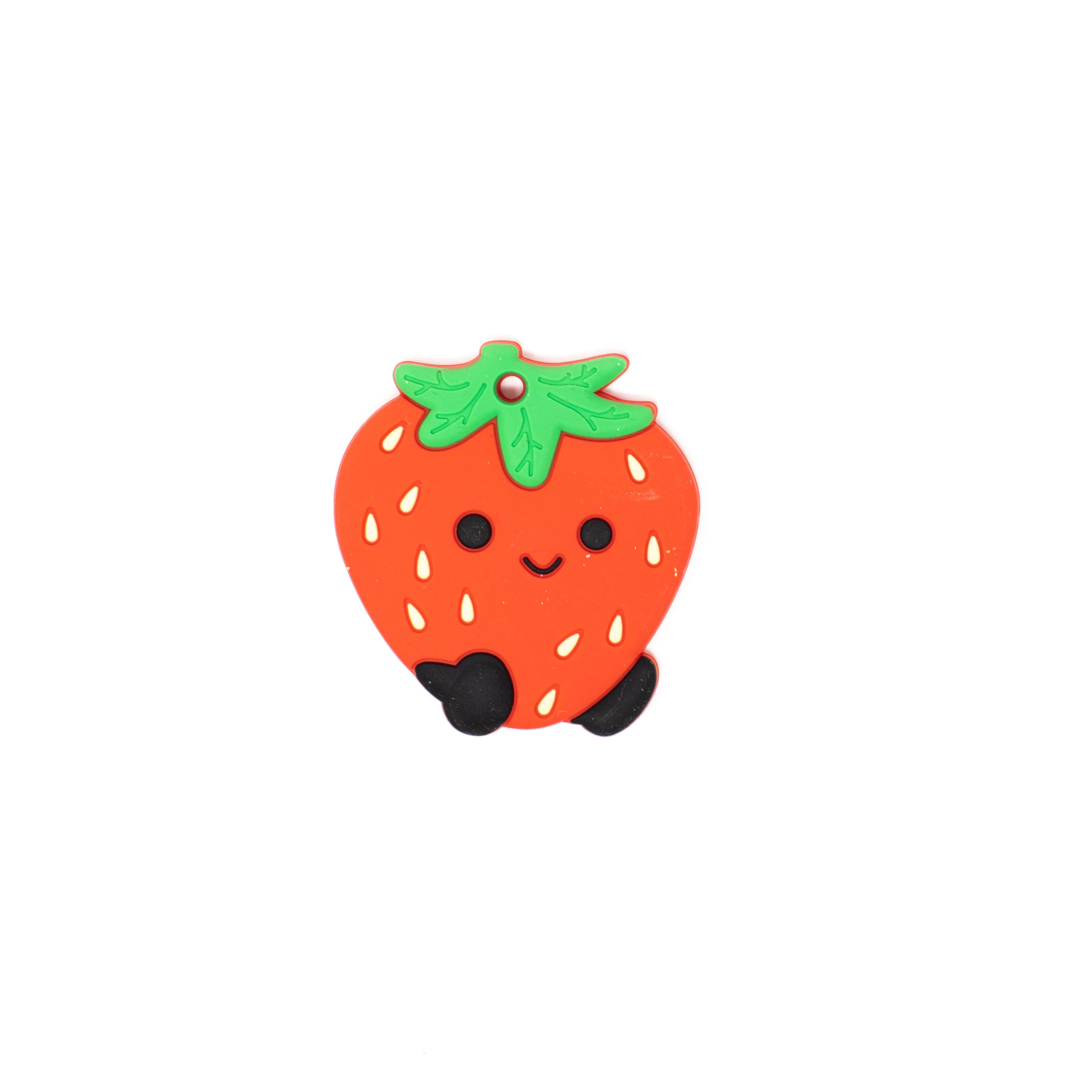 Cartoon strawberry with a smiling face on a white background
