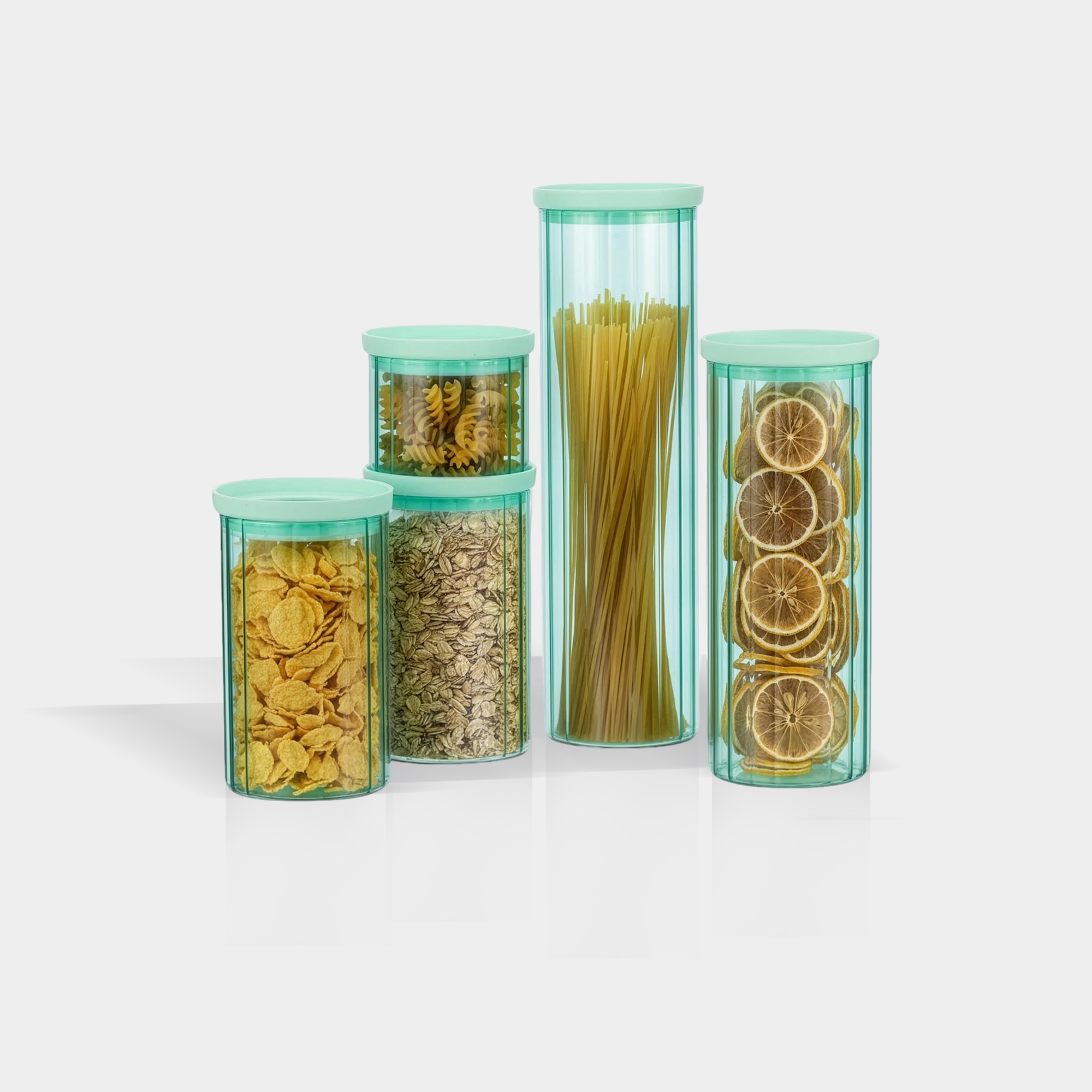 Genicook Glass Canister Set & Glass Lid - Diamond Blue