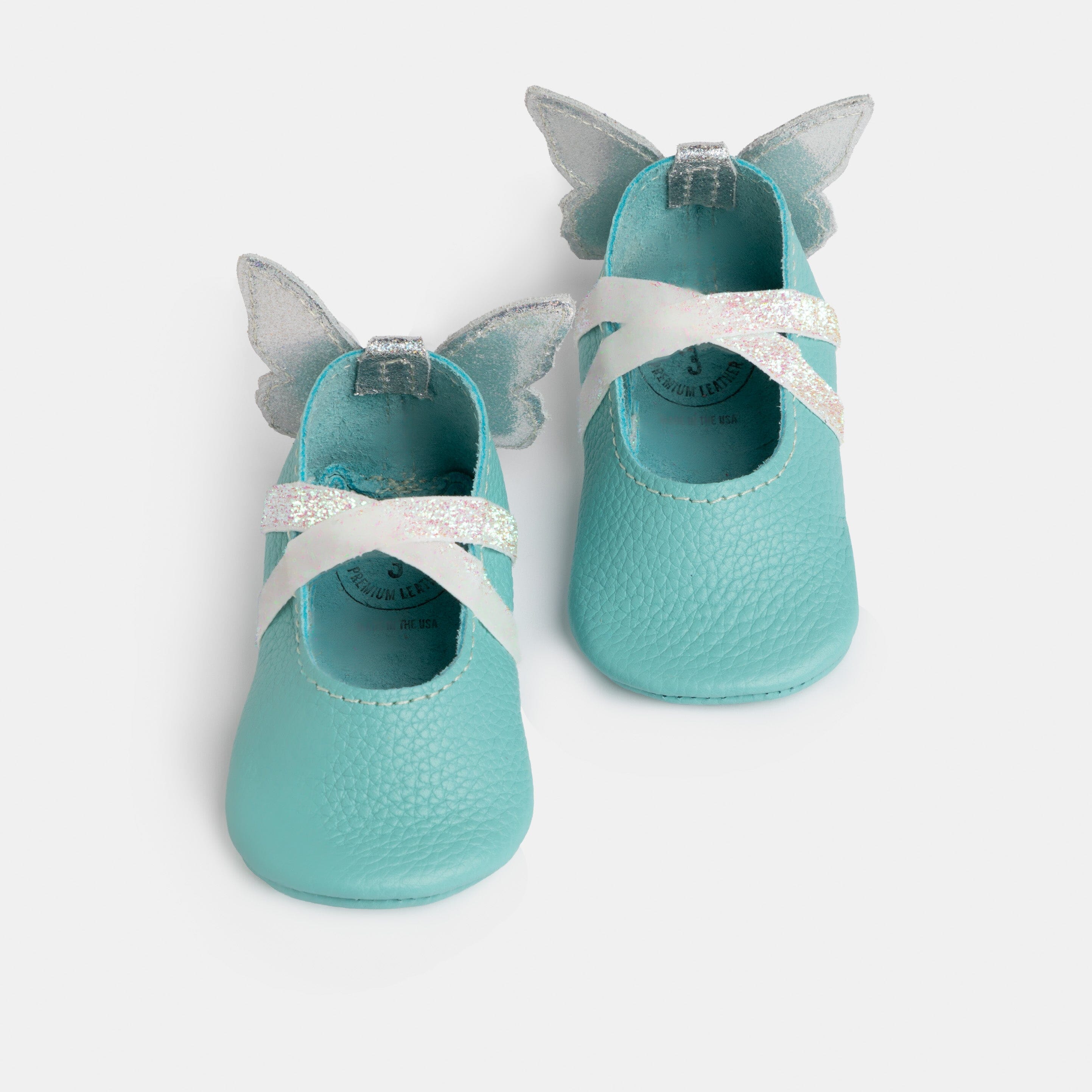Freshly Picked Turquoise Flutterby Ballet Slipper Baby Shoe