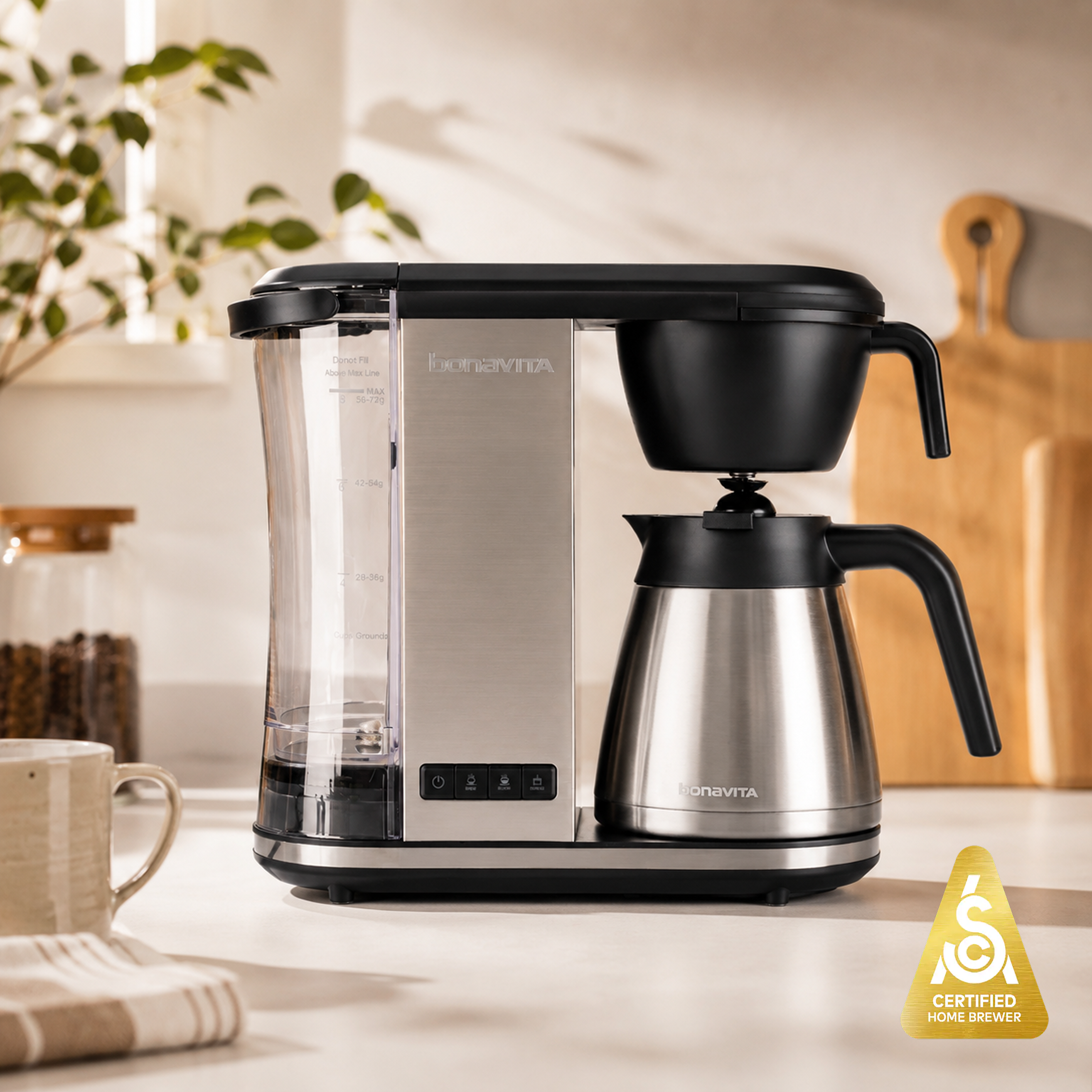 Bonavita Enthusiast 8-Cup Drip Coffee Brewer with 1.3L Thermal or Glass Carafe