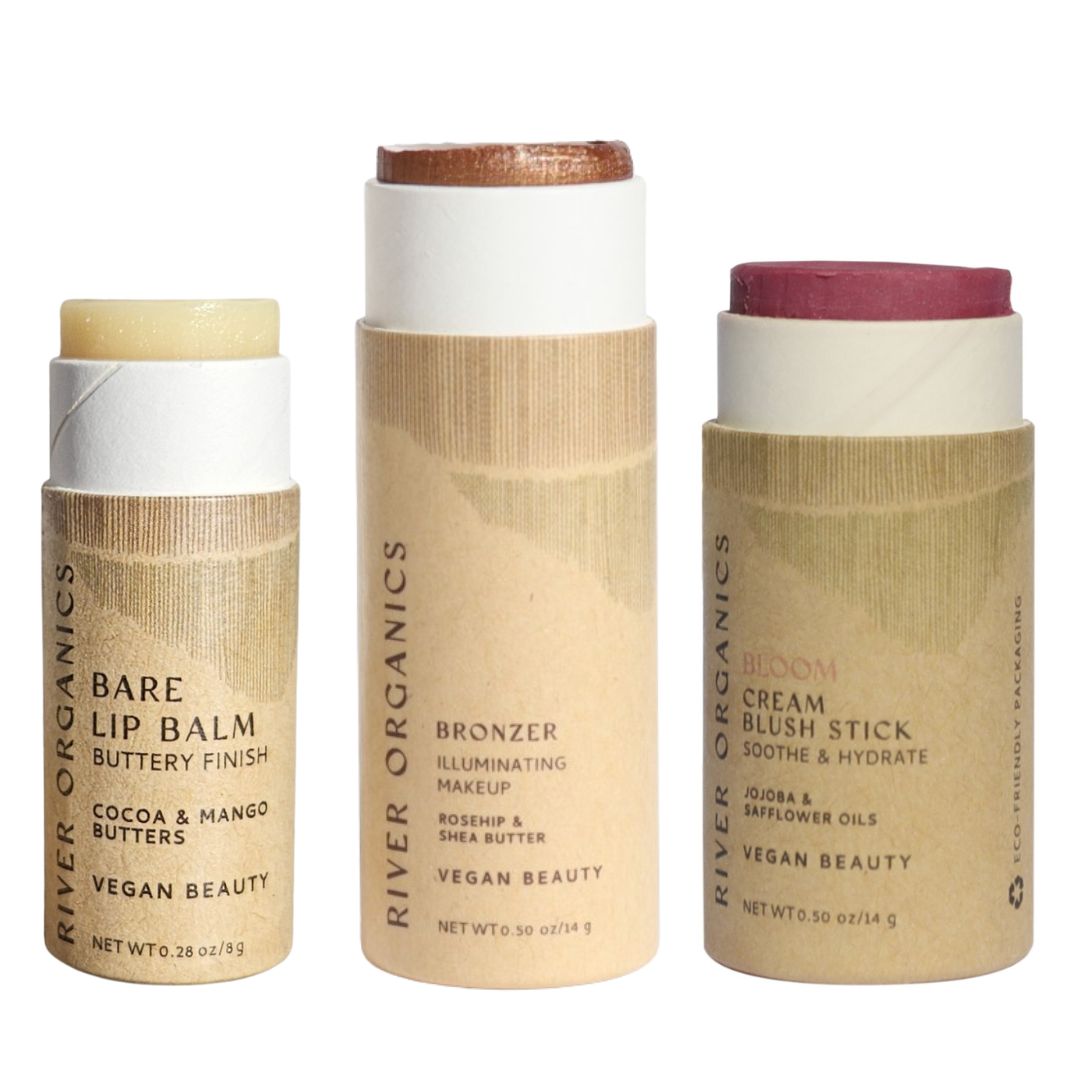 River Organics Lip + Highlighter + Blush Set