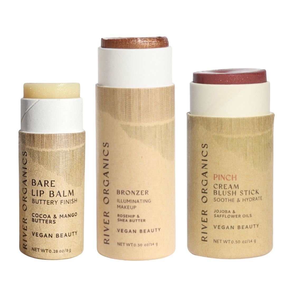 River Organics Lip + Highlighter + Blush Set