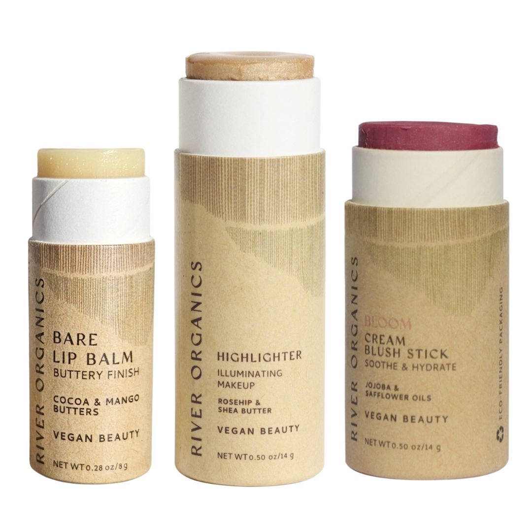 River Organics Lip + Highlighter + Blush Set