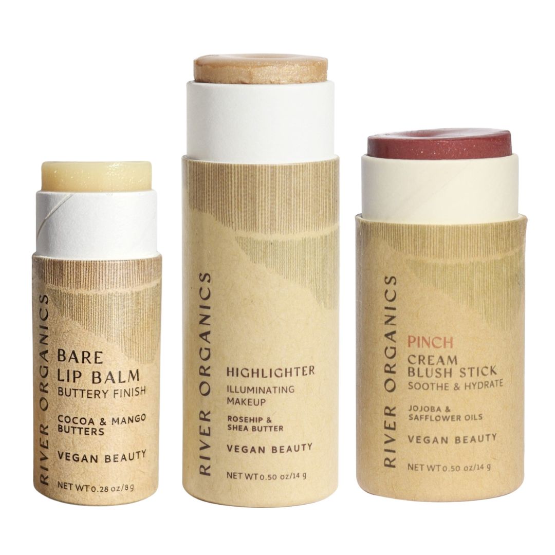 River Organics Lip + Highlighter + Blush Set