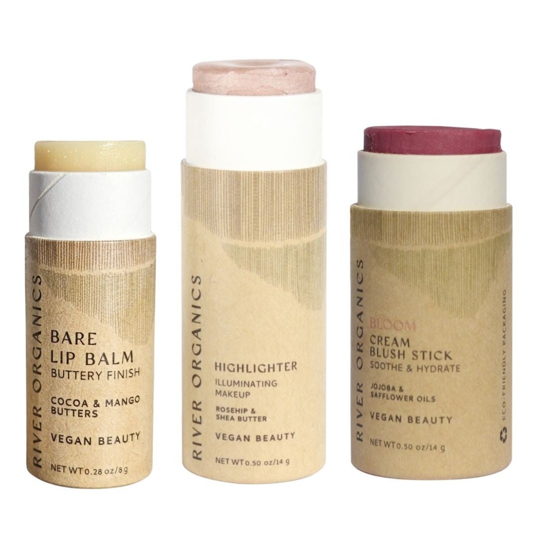 River Organics Lip + Highlighter + Blush Set
