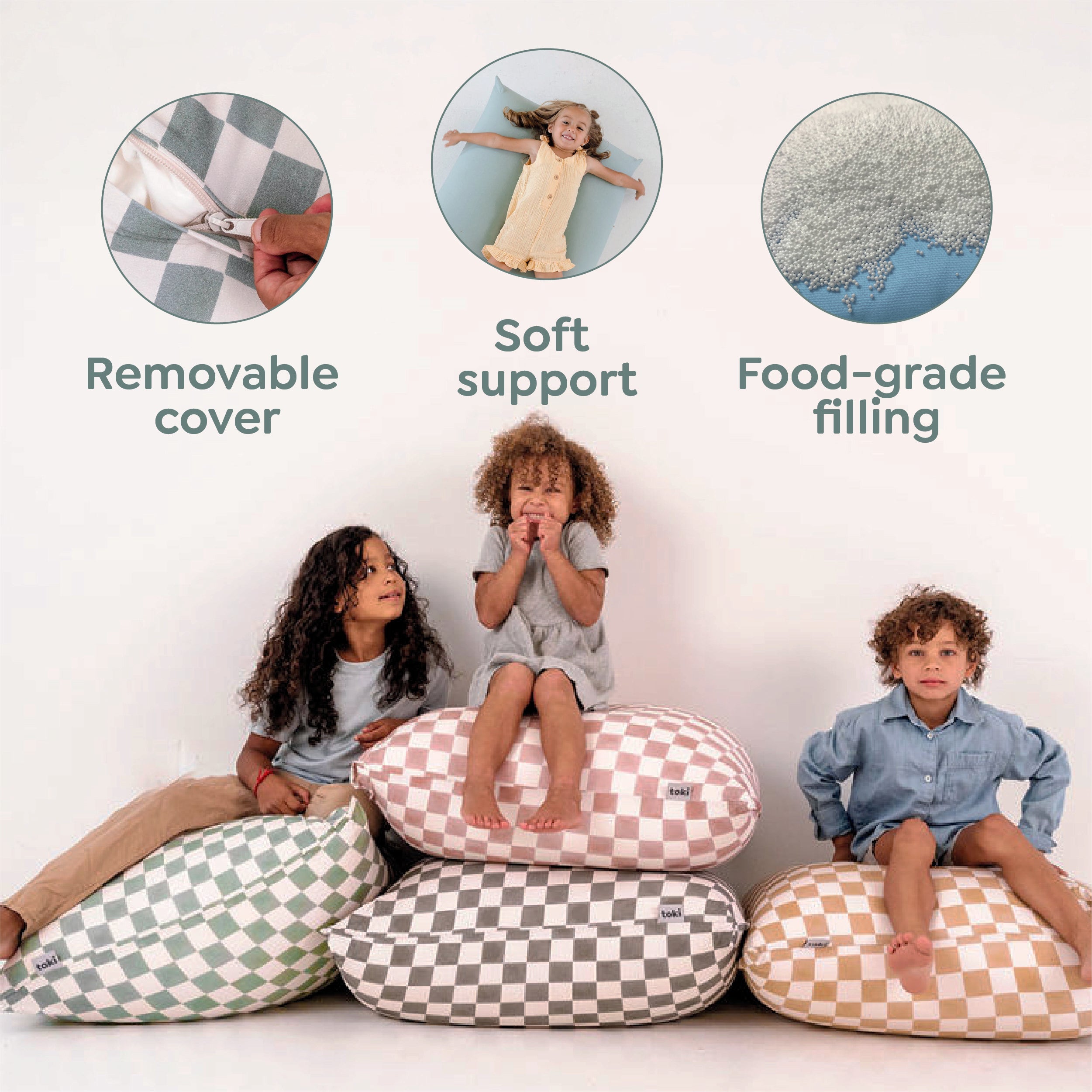 こーじタチカワ◆バーチカル◆W4100×H2000◆Z-2506BL21 Toki Kids Terrazzo Chalk Bean Bag - Gimme the Good Stuff