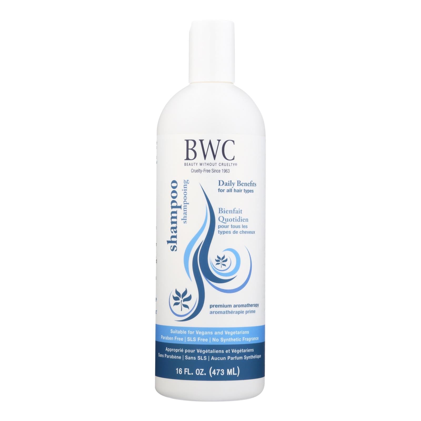 BWC shampoo bottle on a white background