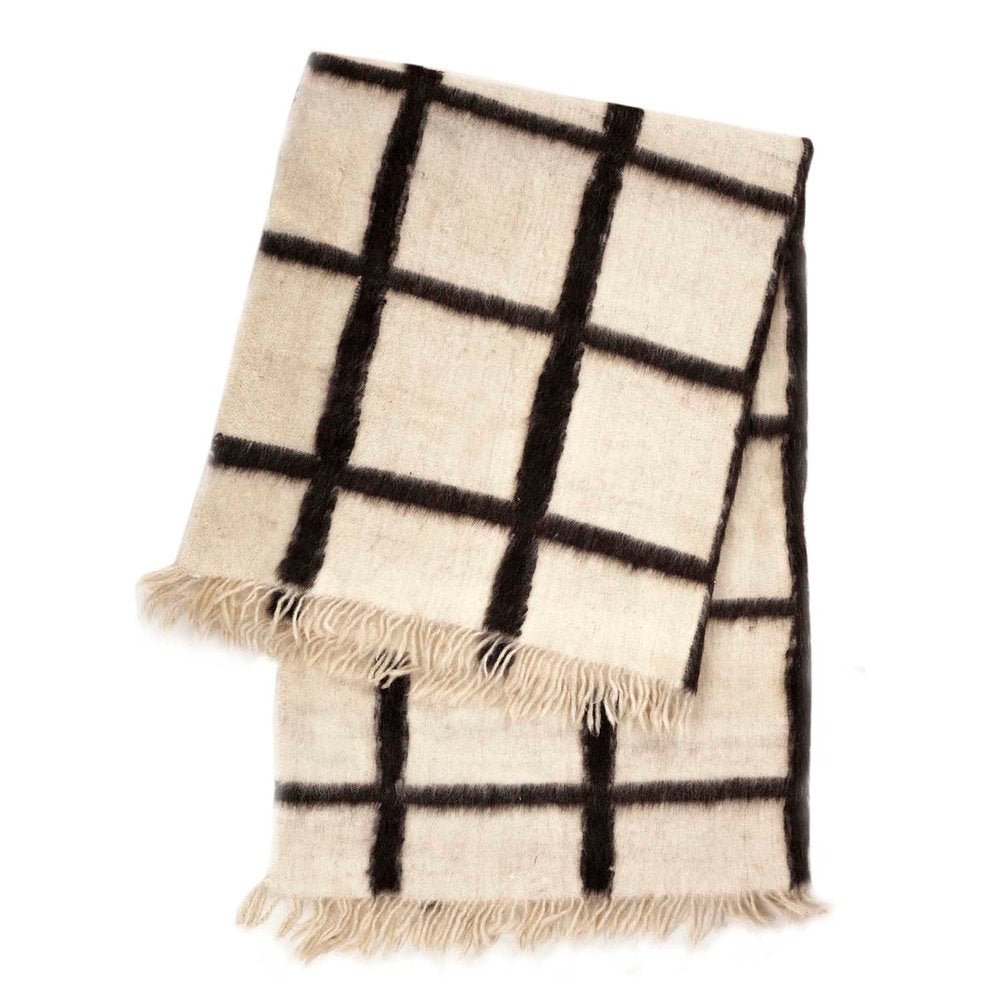 Archive New York Momos Grid Blanket- Natural White and Black