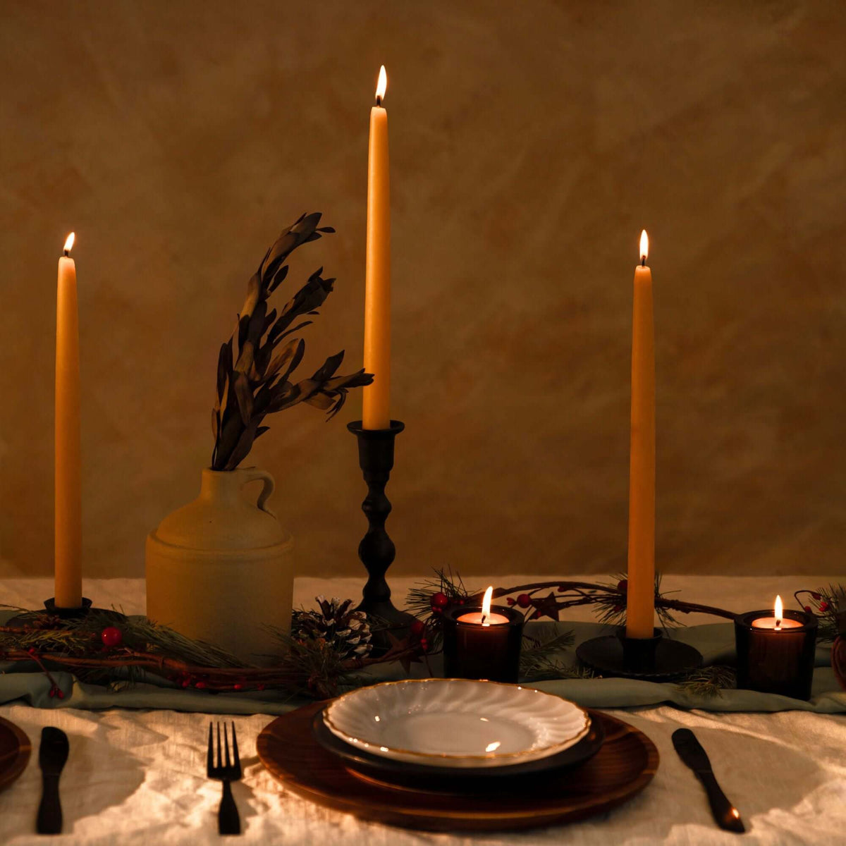 Bluecorn Candles Hand-Dipped Beeswax Taper Candles - Bulk 4-Pair Bundle