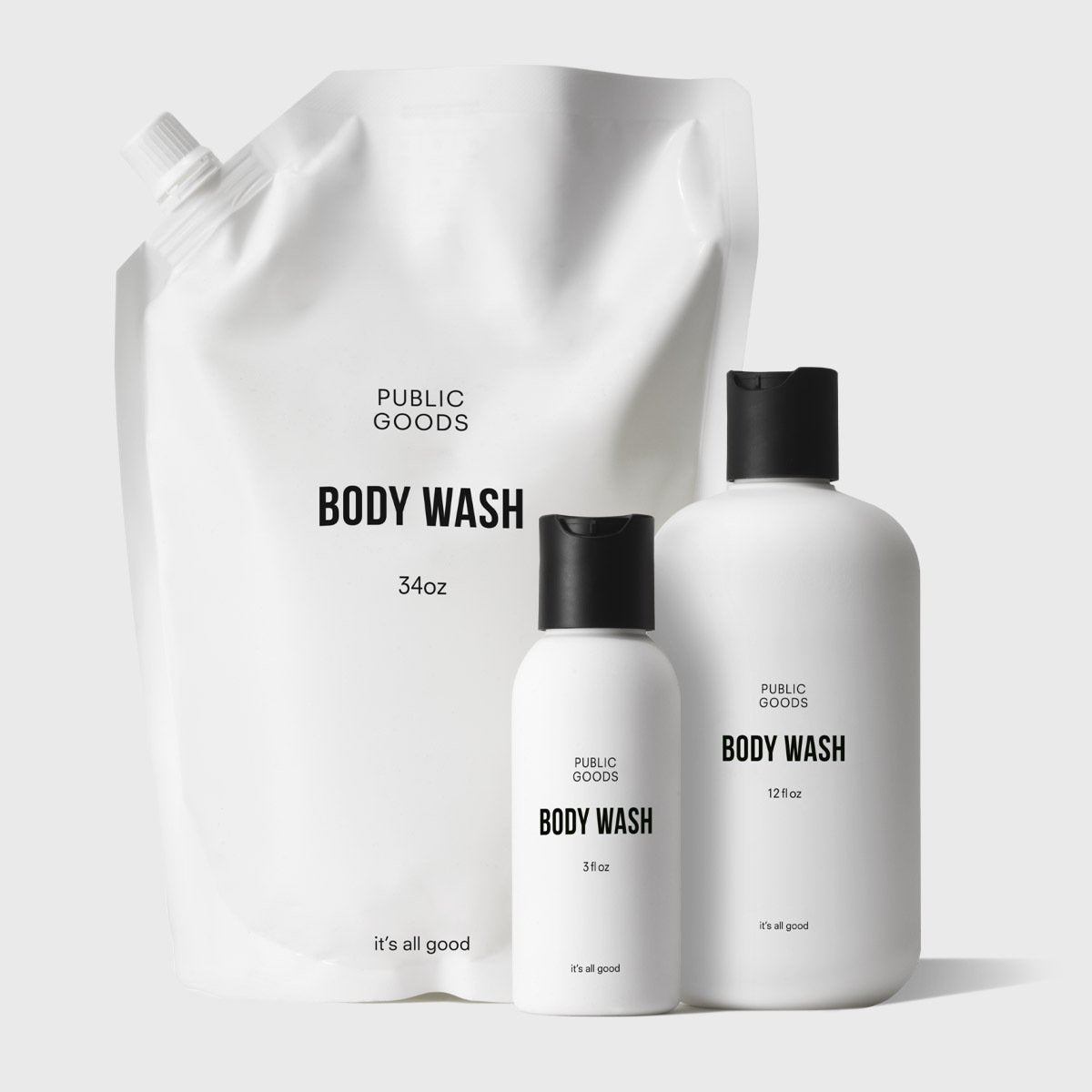 Public Goods body wash products on a white background