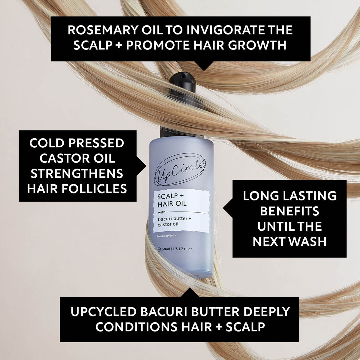 UpCircle Scalp + Hair Oil with Bacuri Butter + Castor Oil