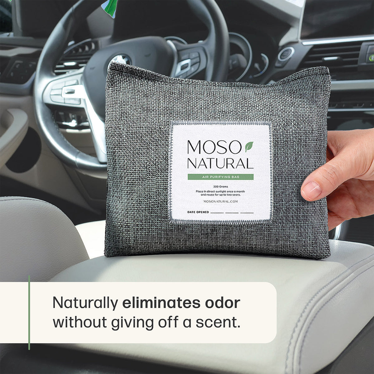 Moso Natural Air Freshener, Filter & Purifier - Car Odor Eliminator