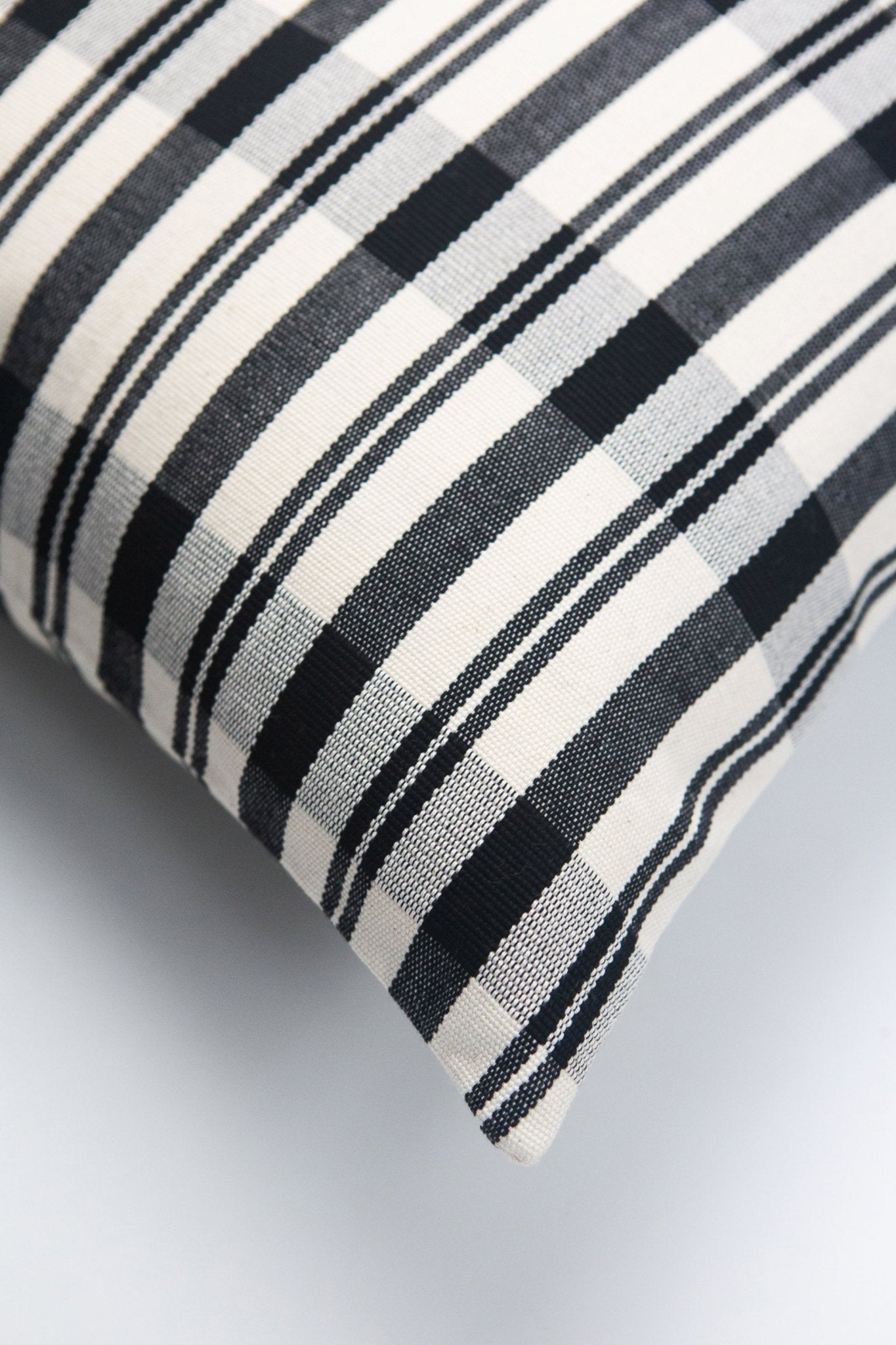 Archive New York Cecilia Black and Ivory Striped Plaid Pillow