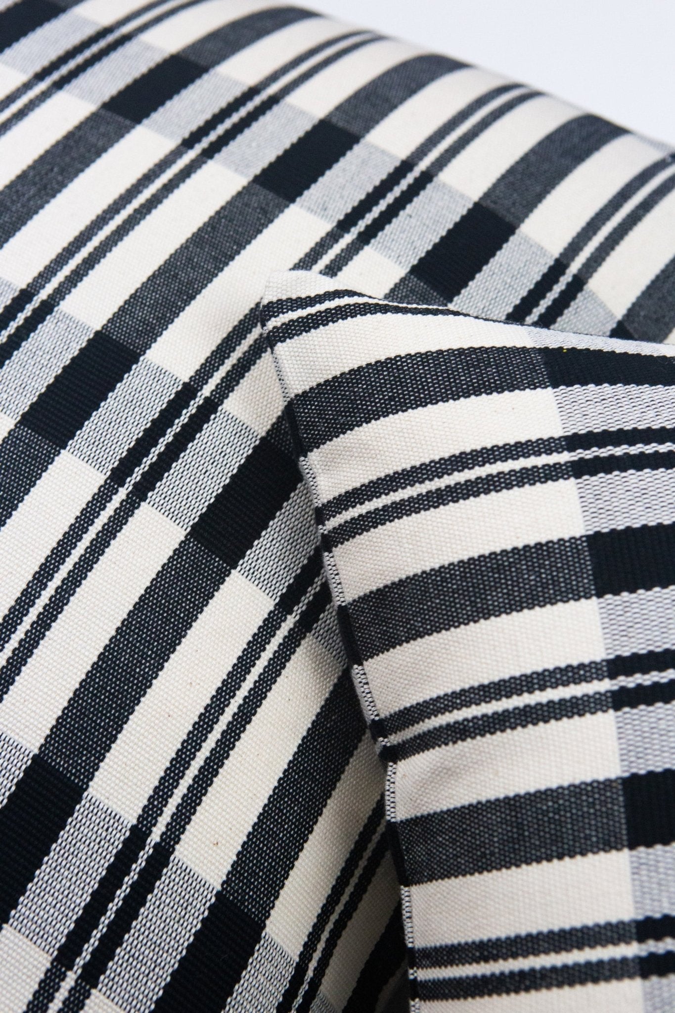 Archive New York Cecilia Black and Ivory Striped Plaid Pillow