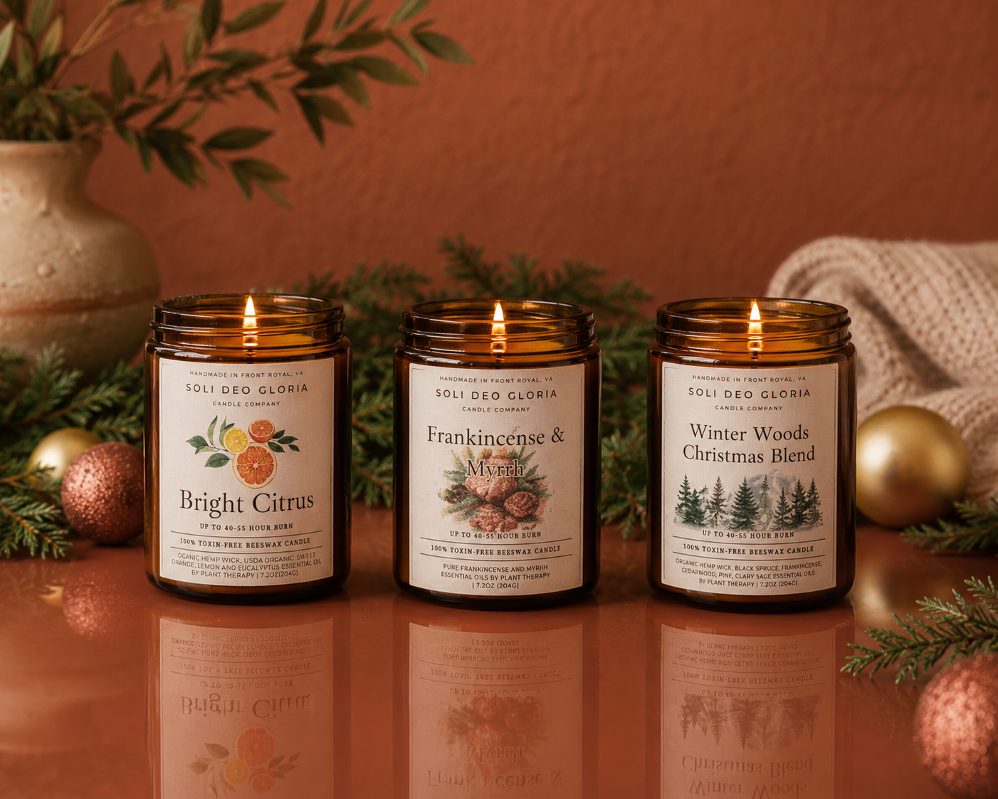 Soli Deo Gloria Candle Company Winter Candle Bundle | 3 Pack