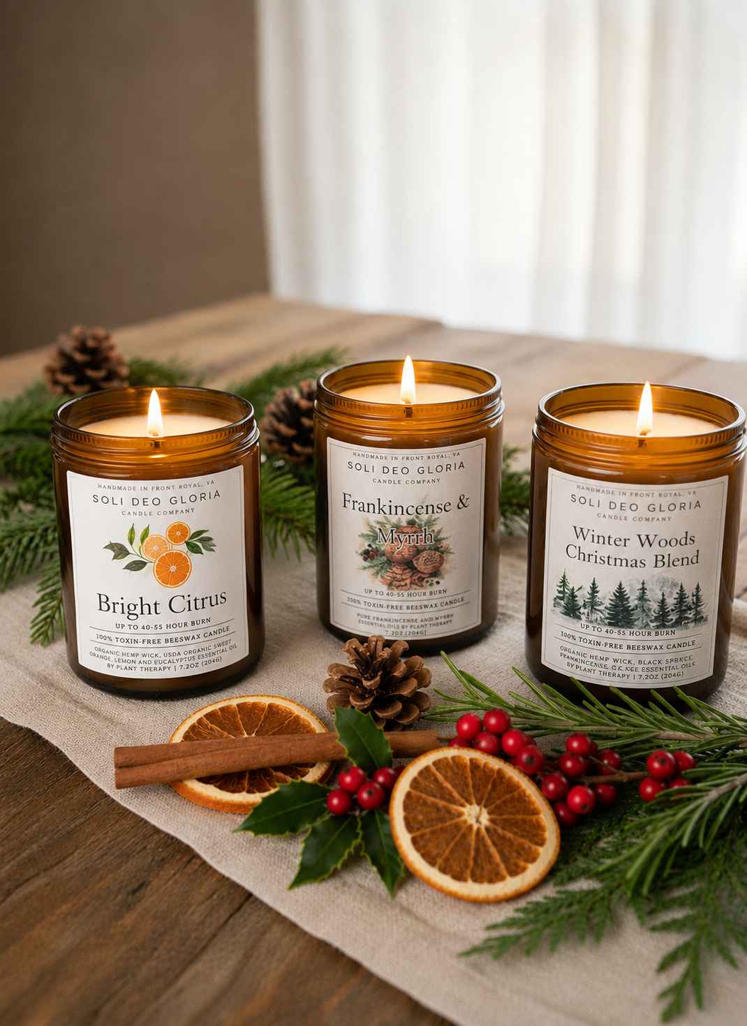 Soli Deo Gloria Candle Company Winter Candle Bundle | 3 Pack