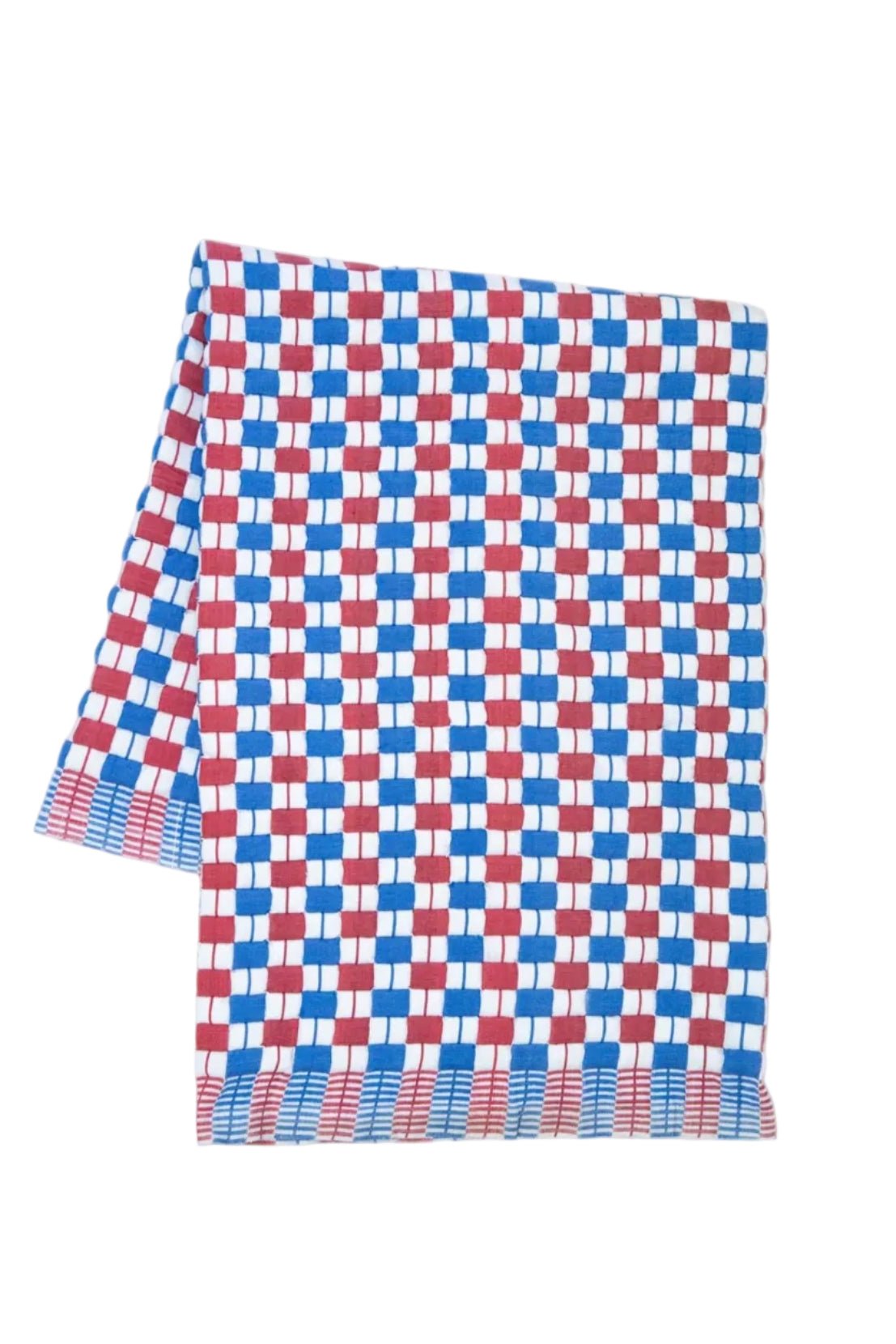 Archive New York Quilted Sujani Throw Blanket - Red & Blue
