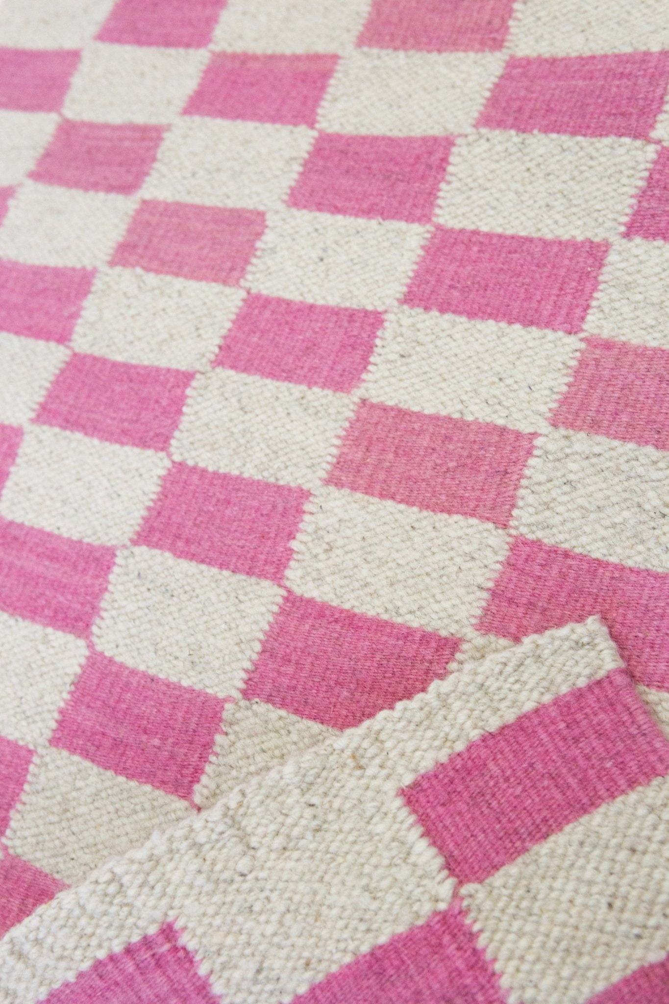 Archive New York Zapotec Checkered Rug in Pink & Ivory