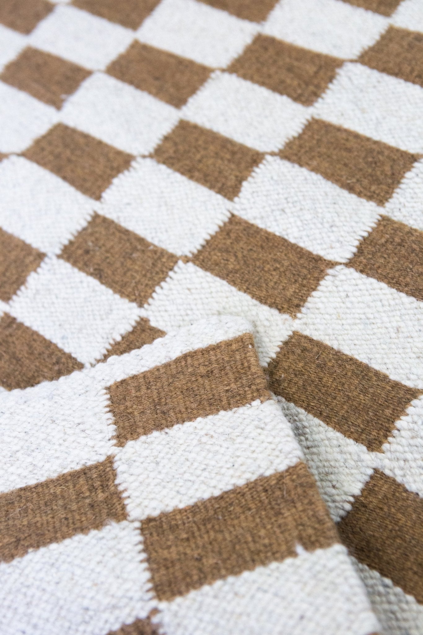 Archive New York Zapotec Checkered Rug in Umber & Ivory