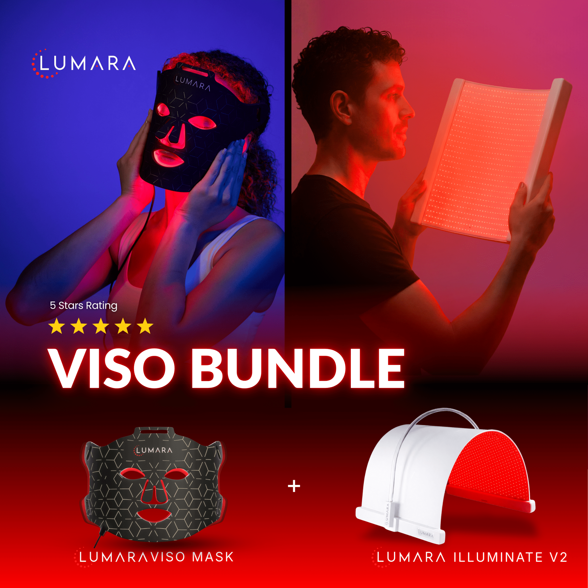 VISO FDA-Certified Red Light Therapy Mask - 470 Micro-LEDs for Anti-Aging