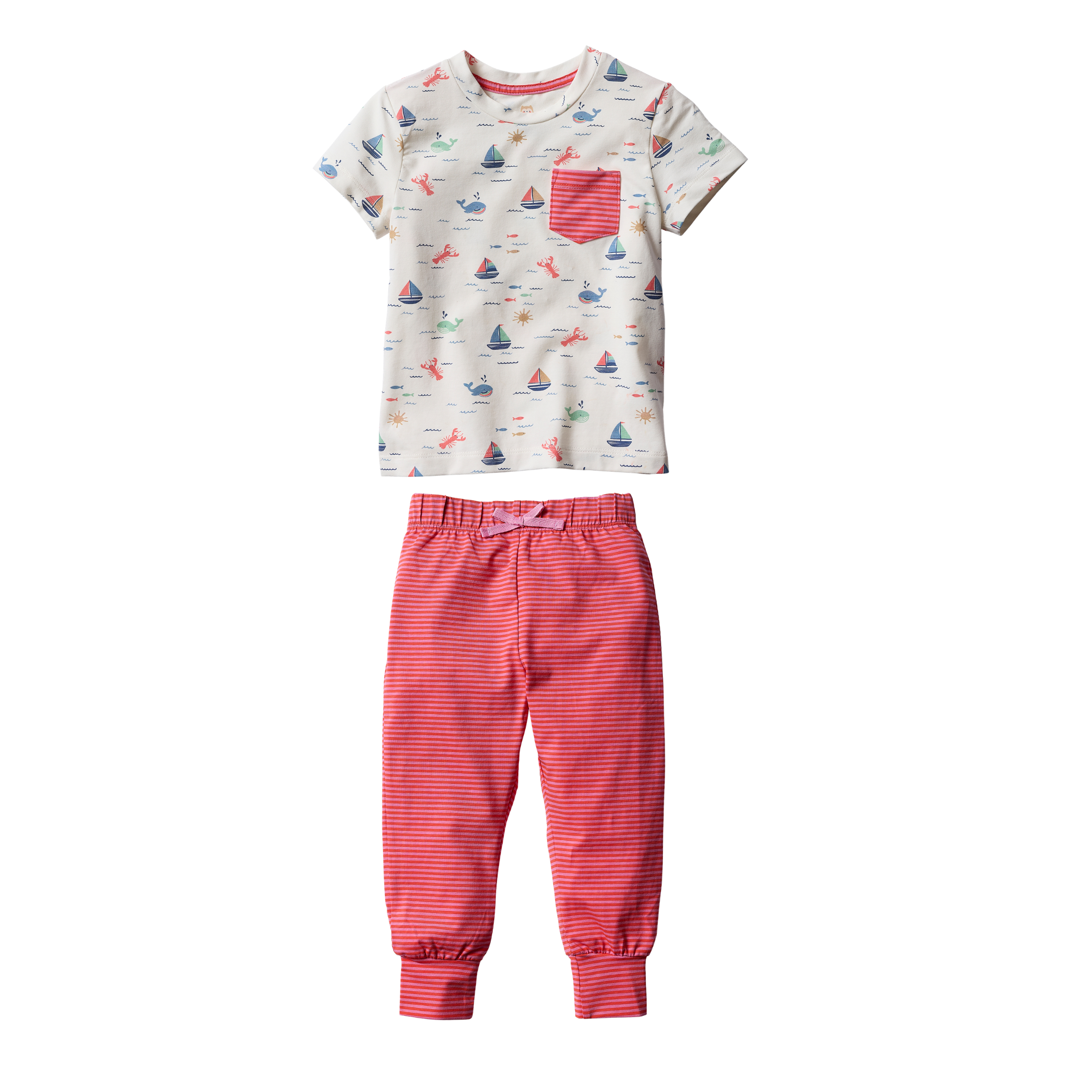 IzzyLee's Jogger Set - Casco Bay Coral Stripe