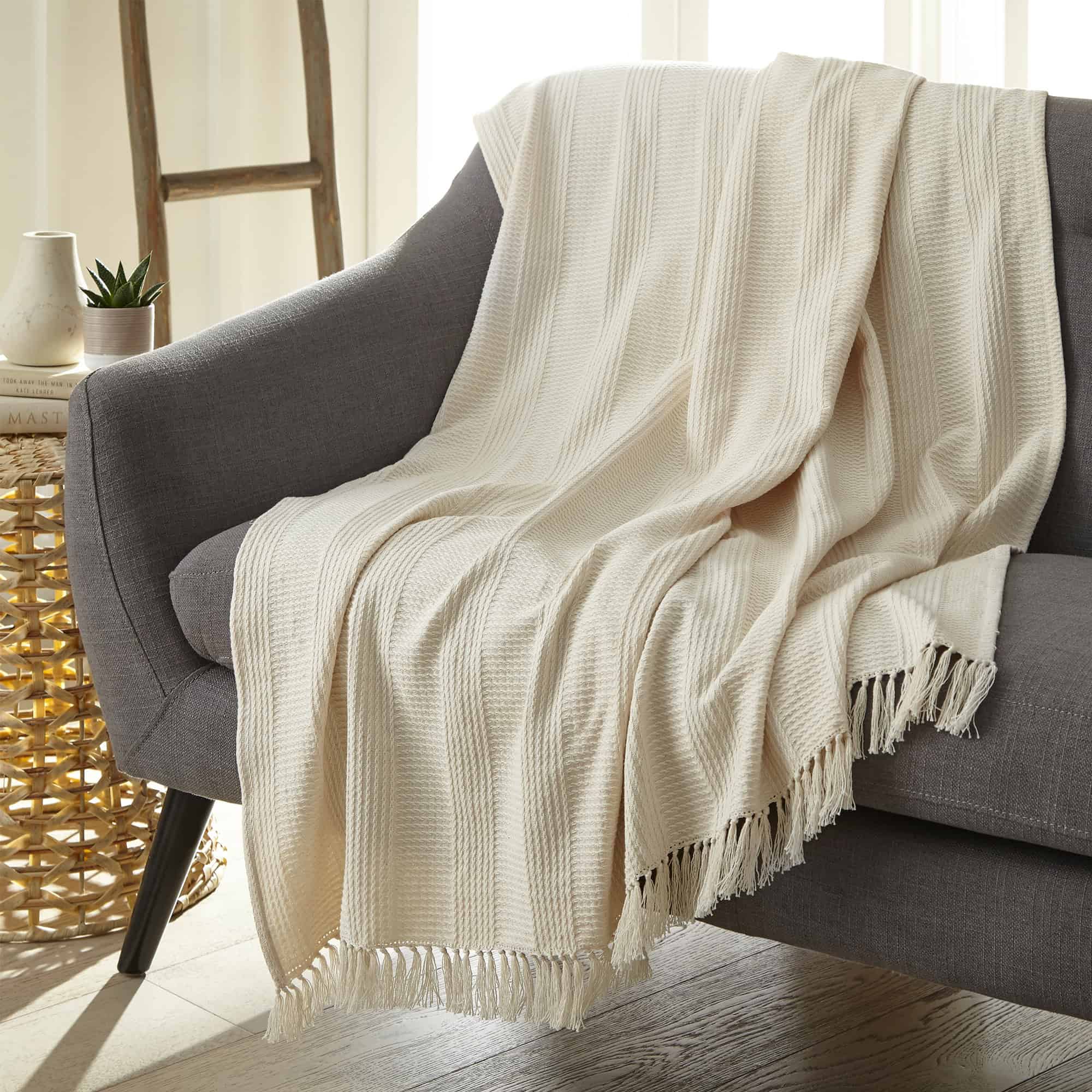 Whisper Organics Organic Cotton Throw with Tassels