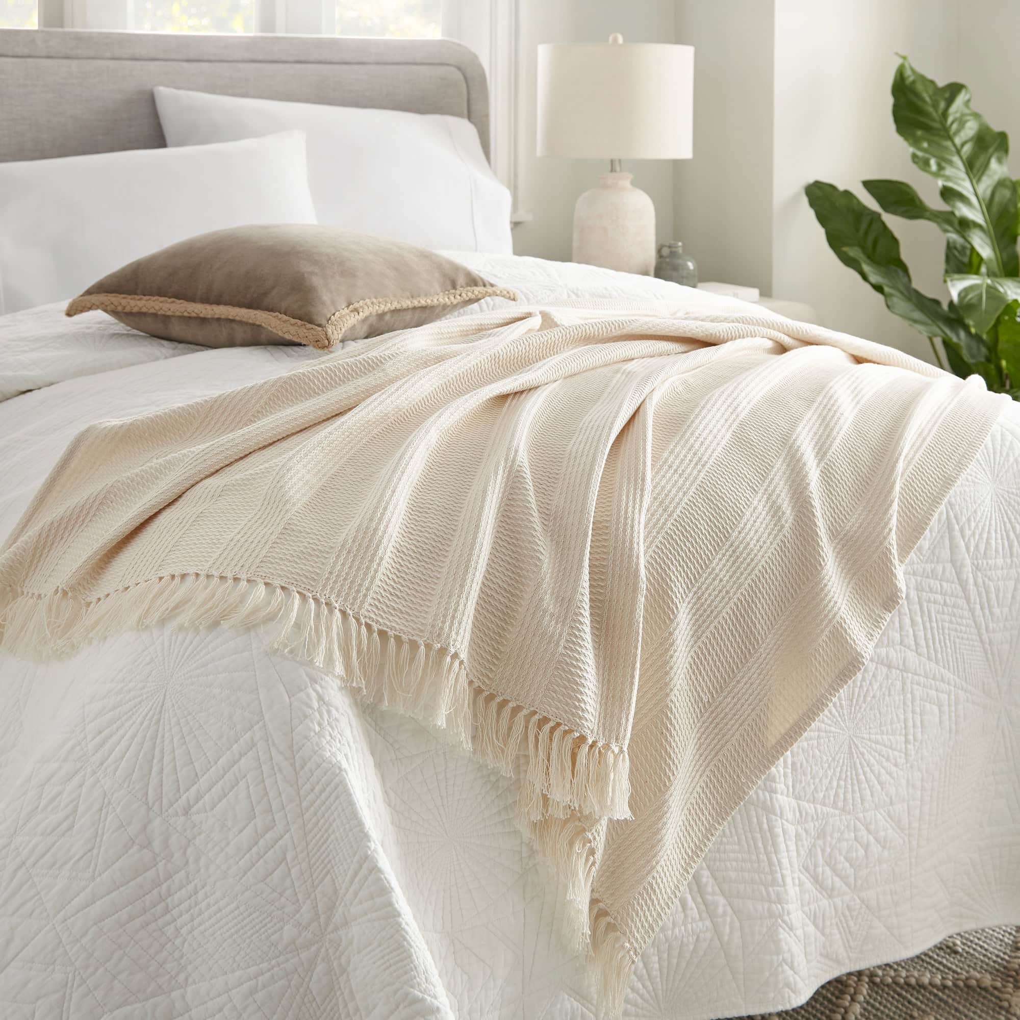 Whisper Organics Organic Cotton Throw with Tassels