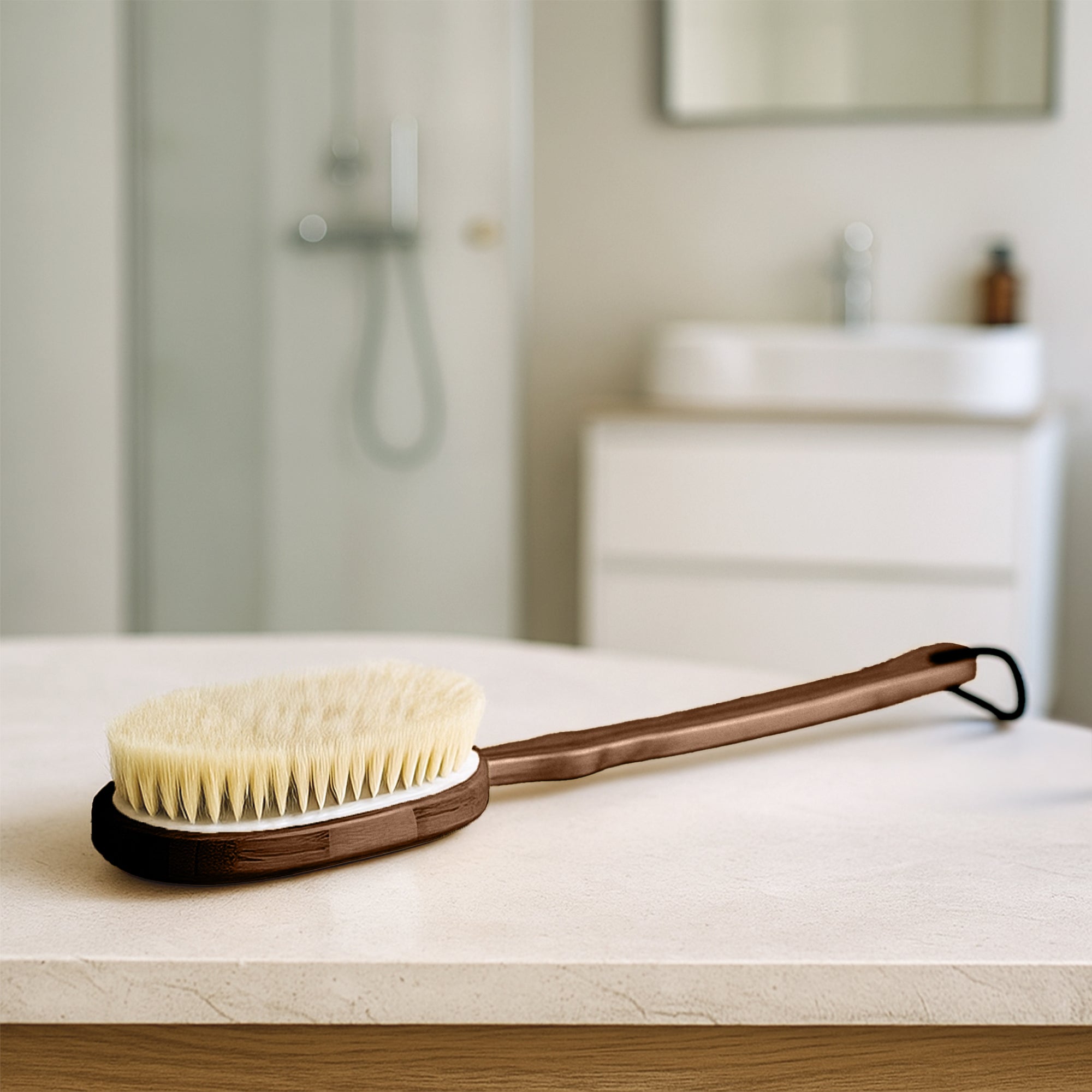 Pursonic Bath Body Brush With Long Bamboo Handle
