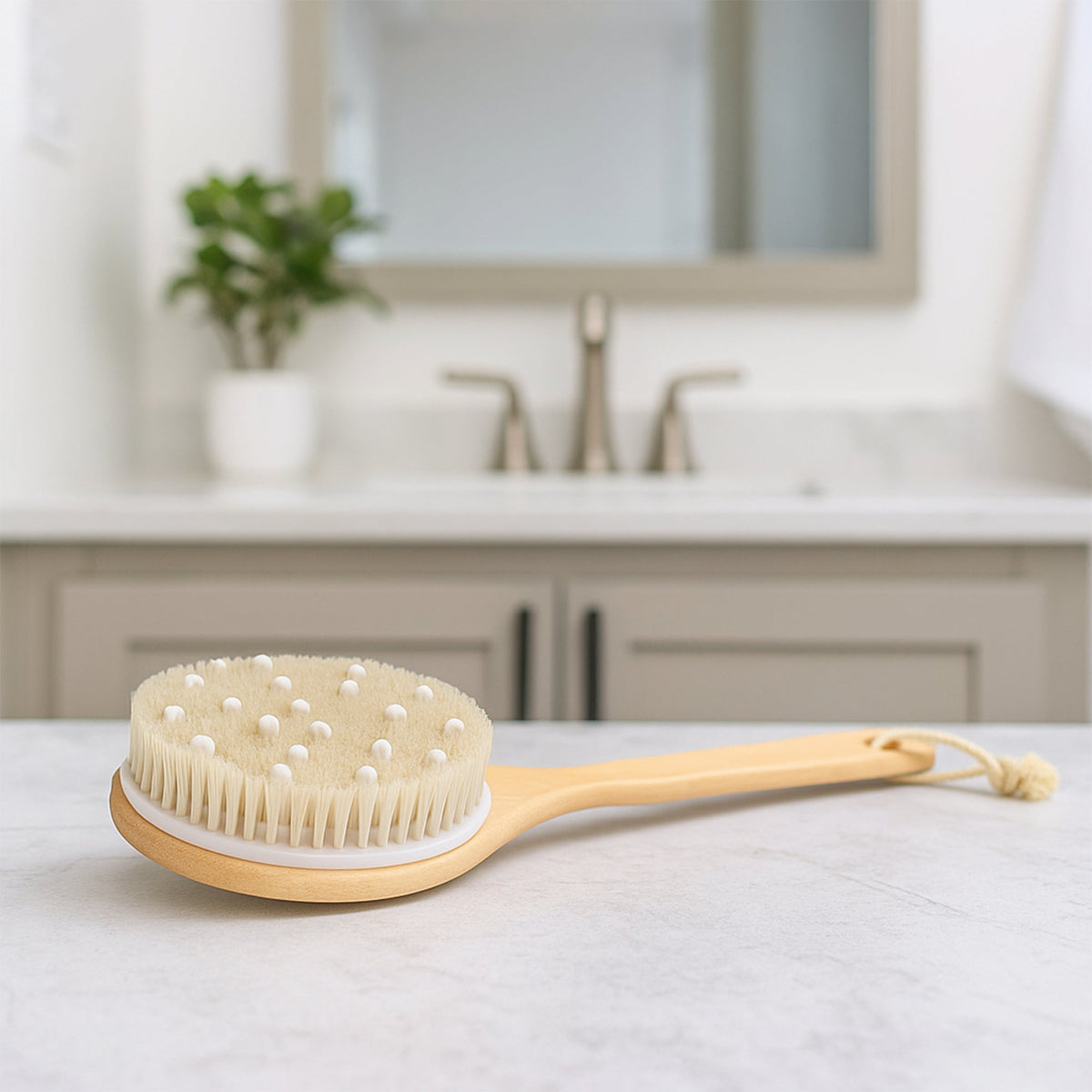 Pursonic Boar Bristle & Rubber Massager with Lotus Wooden Handle