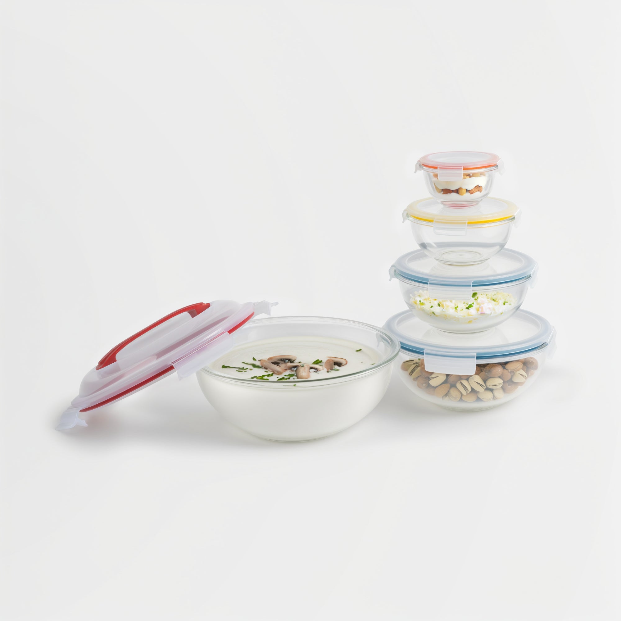 Genicook Borosilicate Glass Mixing Bowl Set (5 Bowls)