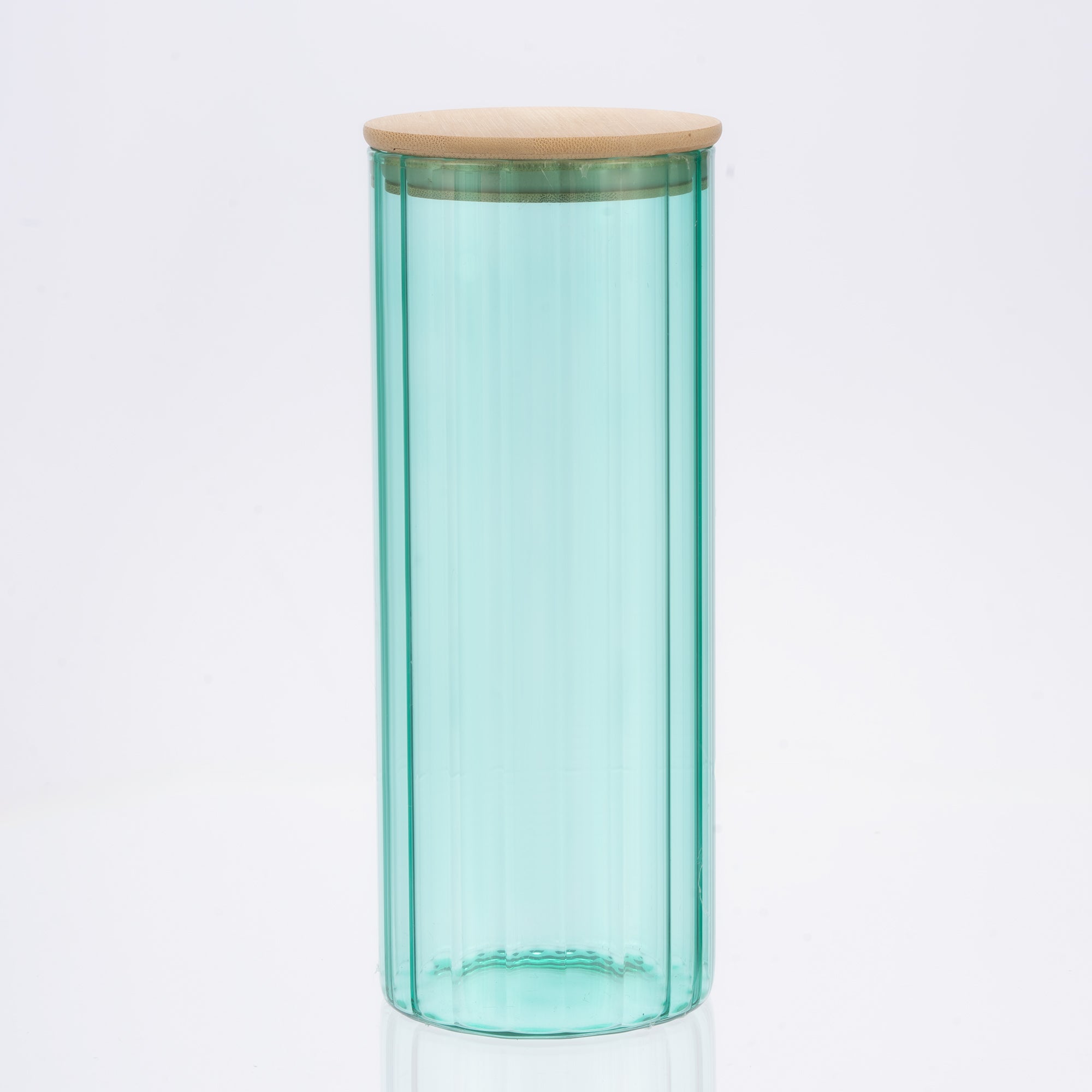 Genicook Glass Canister Set & Bamboo Lid - Diamond Blue