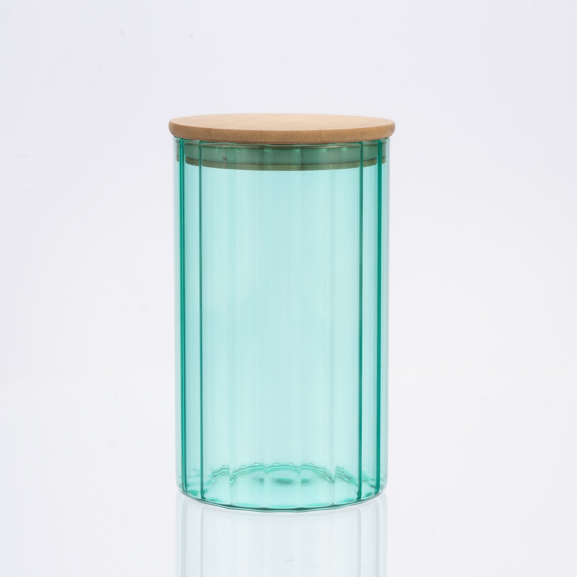 Genicook Glass Canister Set & Bamboo Lid - Diamond Blue