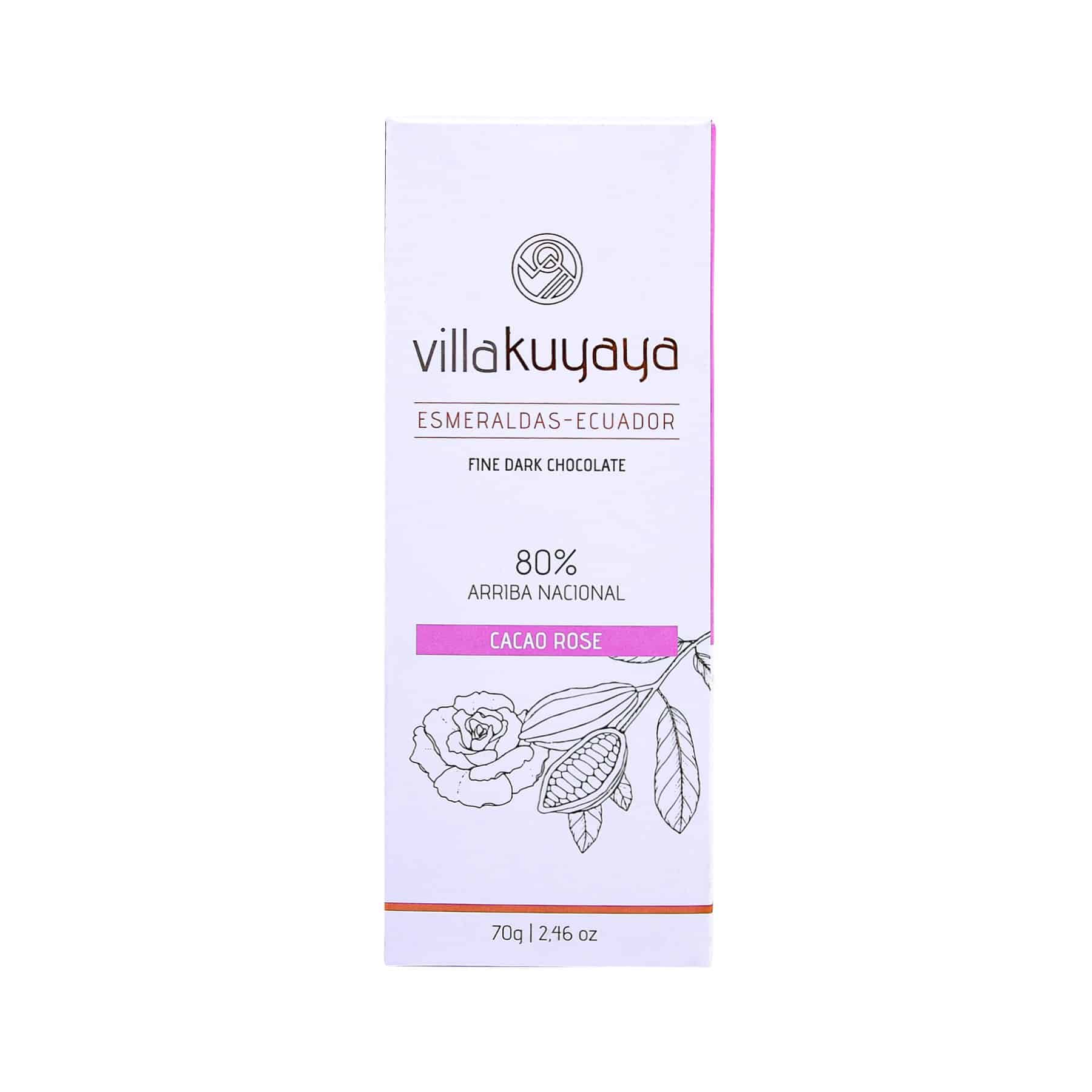 Villakuyaya Organic Dark Chocolate CACAO ROSE 80% (10 Pack)
