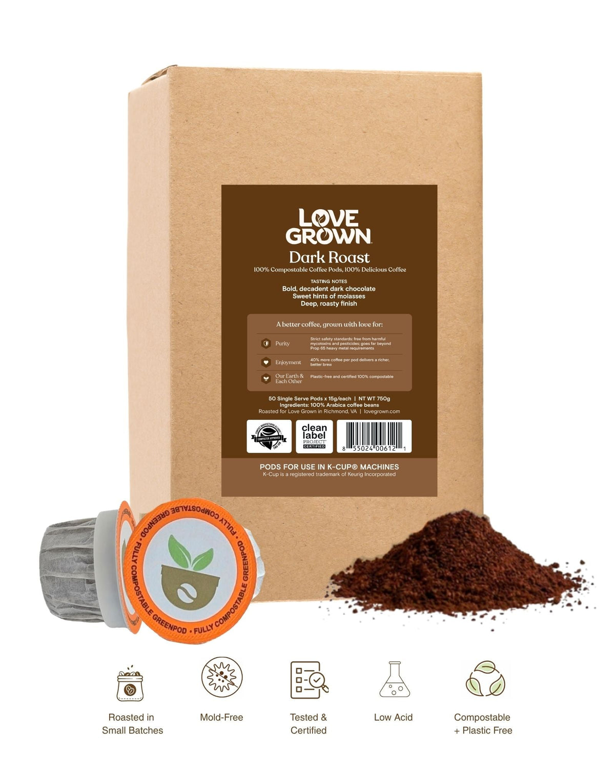 Love Grown Dark Roast Compostable Coffee Pods
