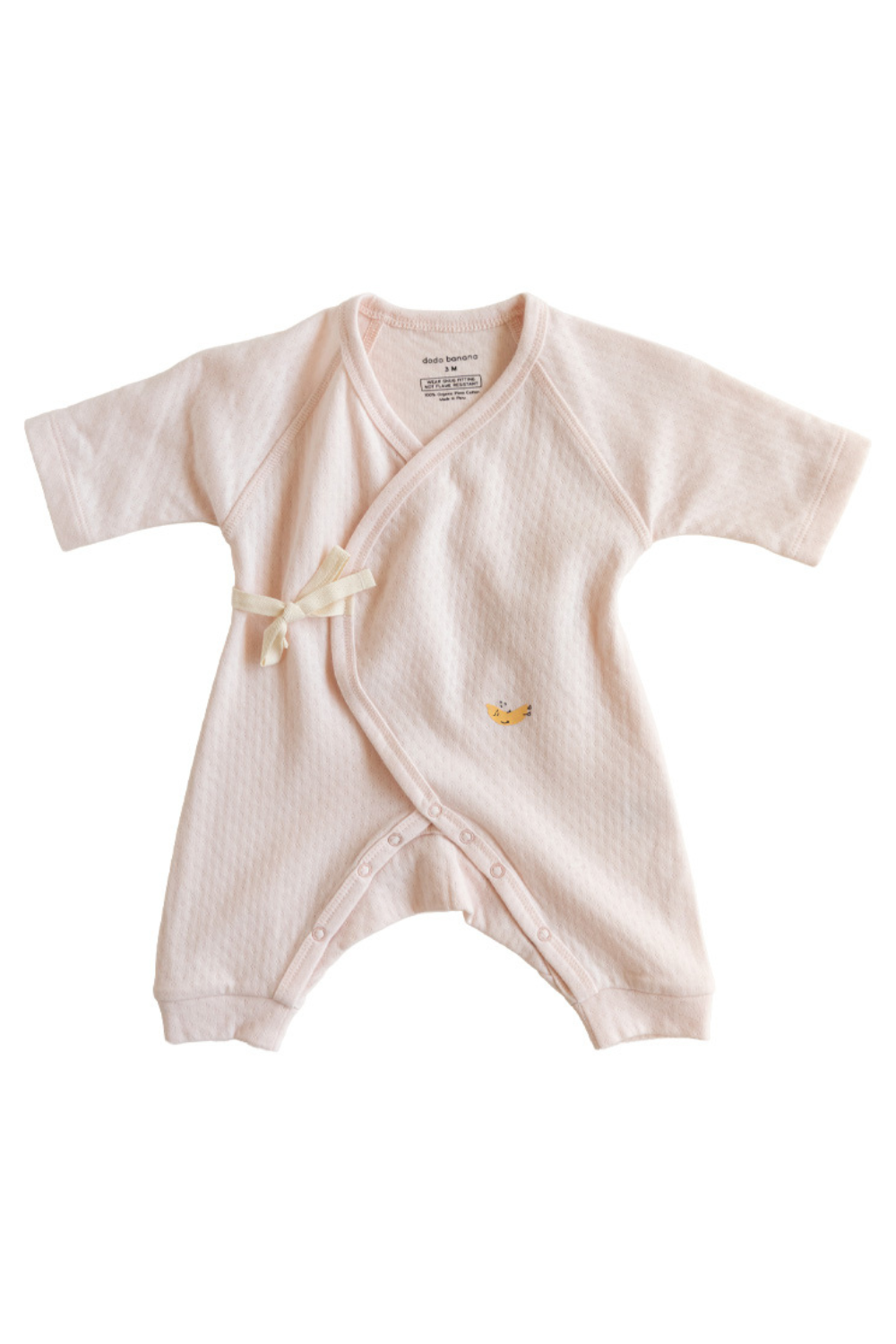 Dodo Banana soft pink pointelle baby kimono onesie