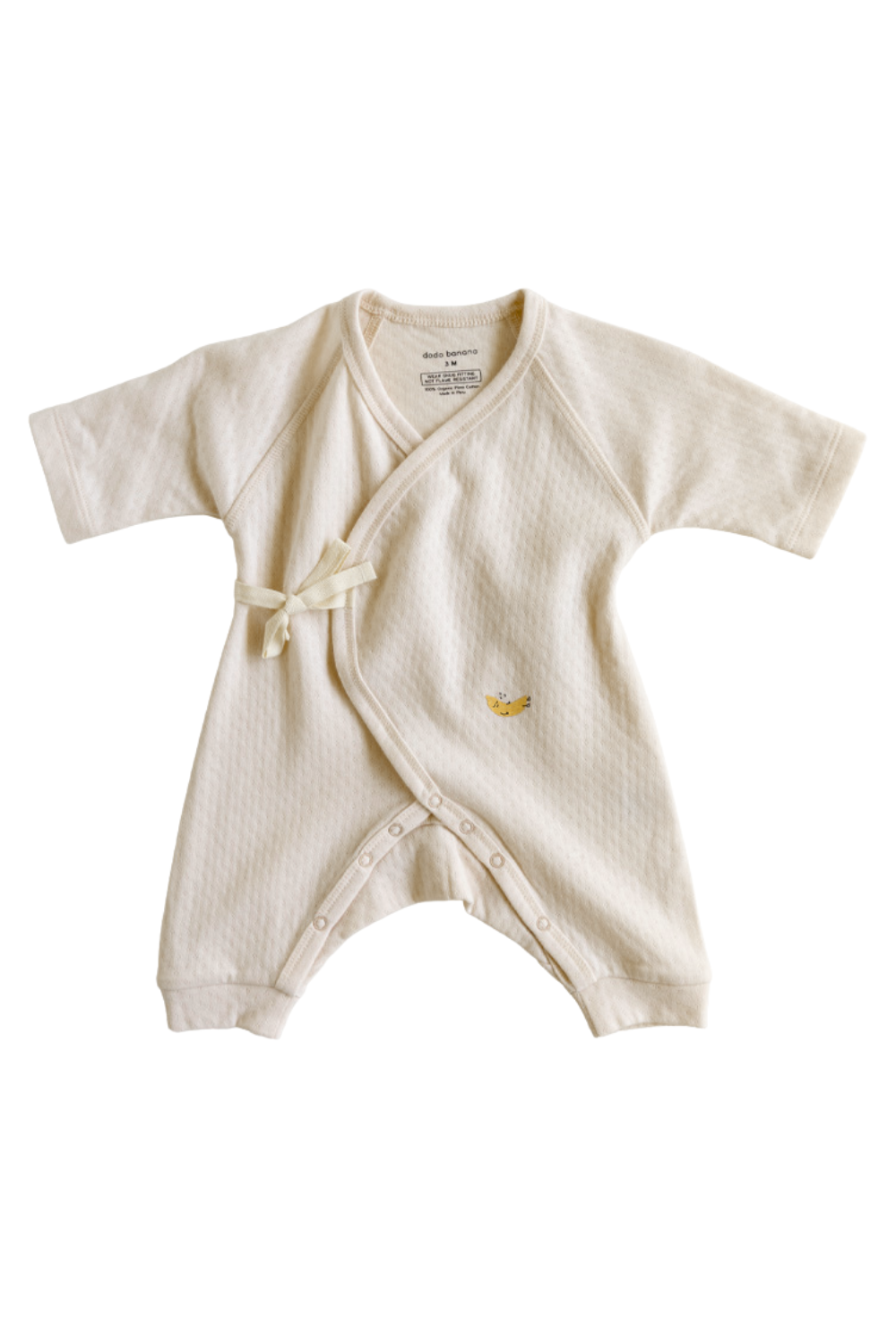 Dodo Banana ecru pointelle organic Pima cotton baby kimono onesie