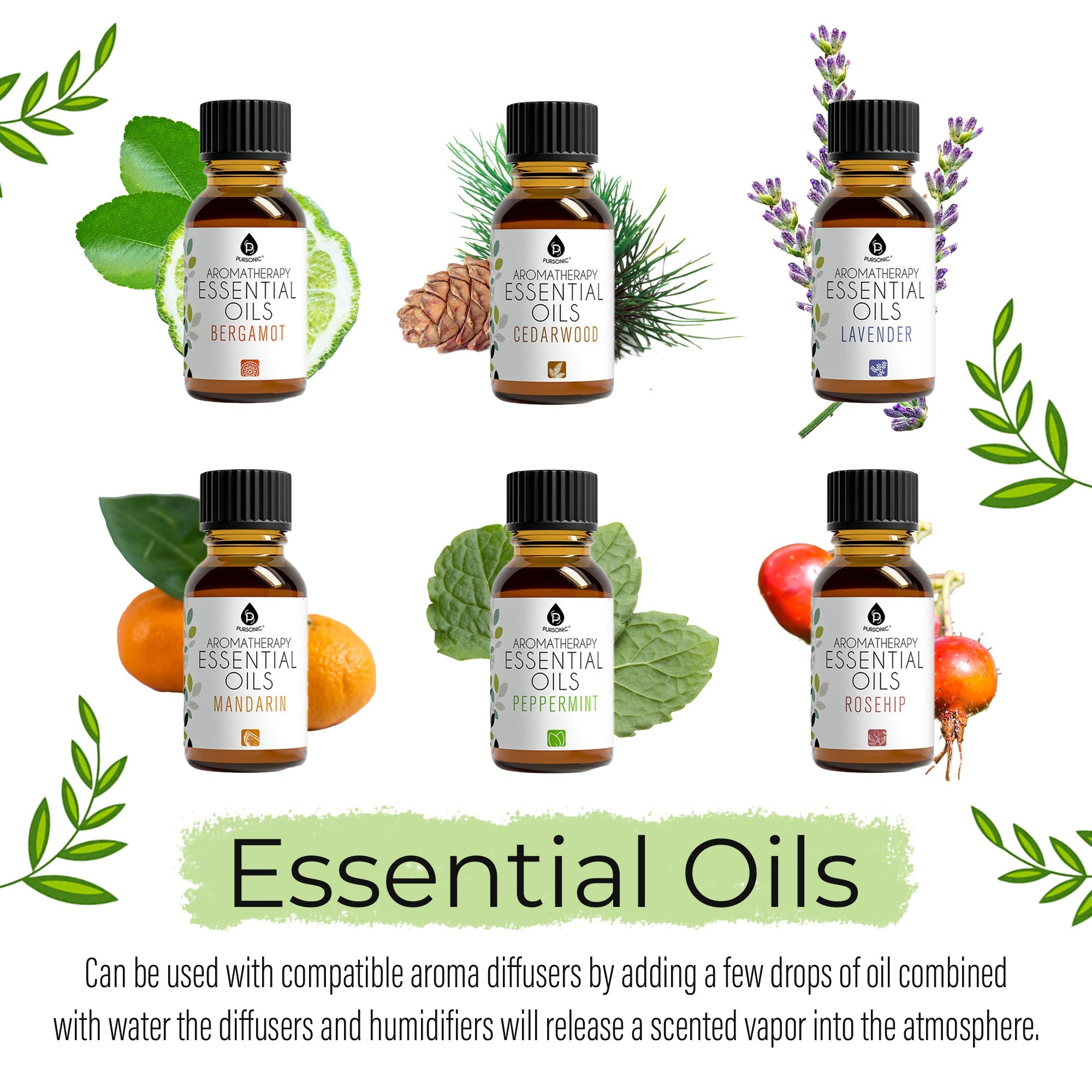 Pursonic 14 pack aromatherapy essential oil gift set