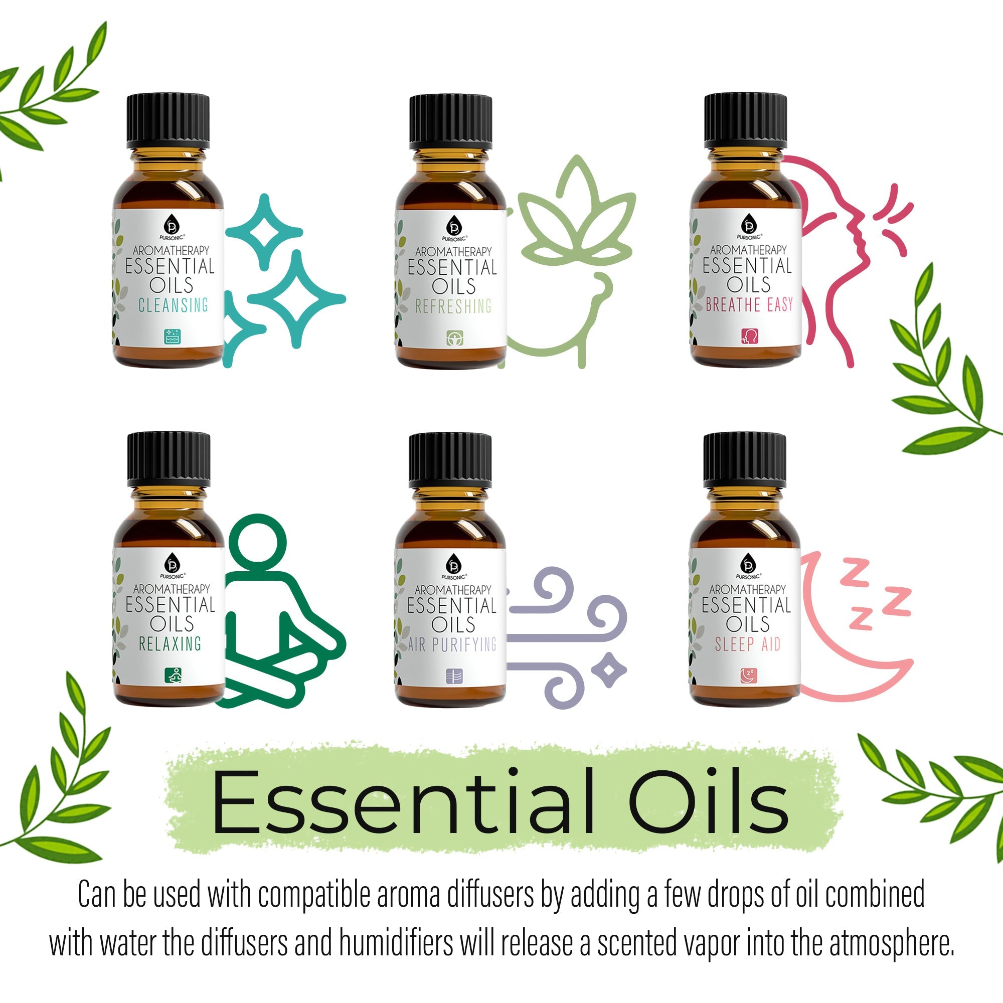 Pursonic 14 pack aromatherapy essential oil gift set