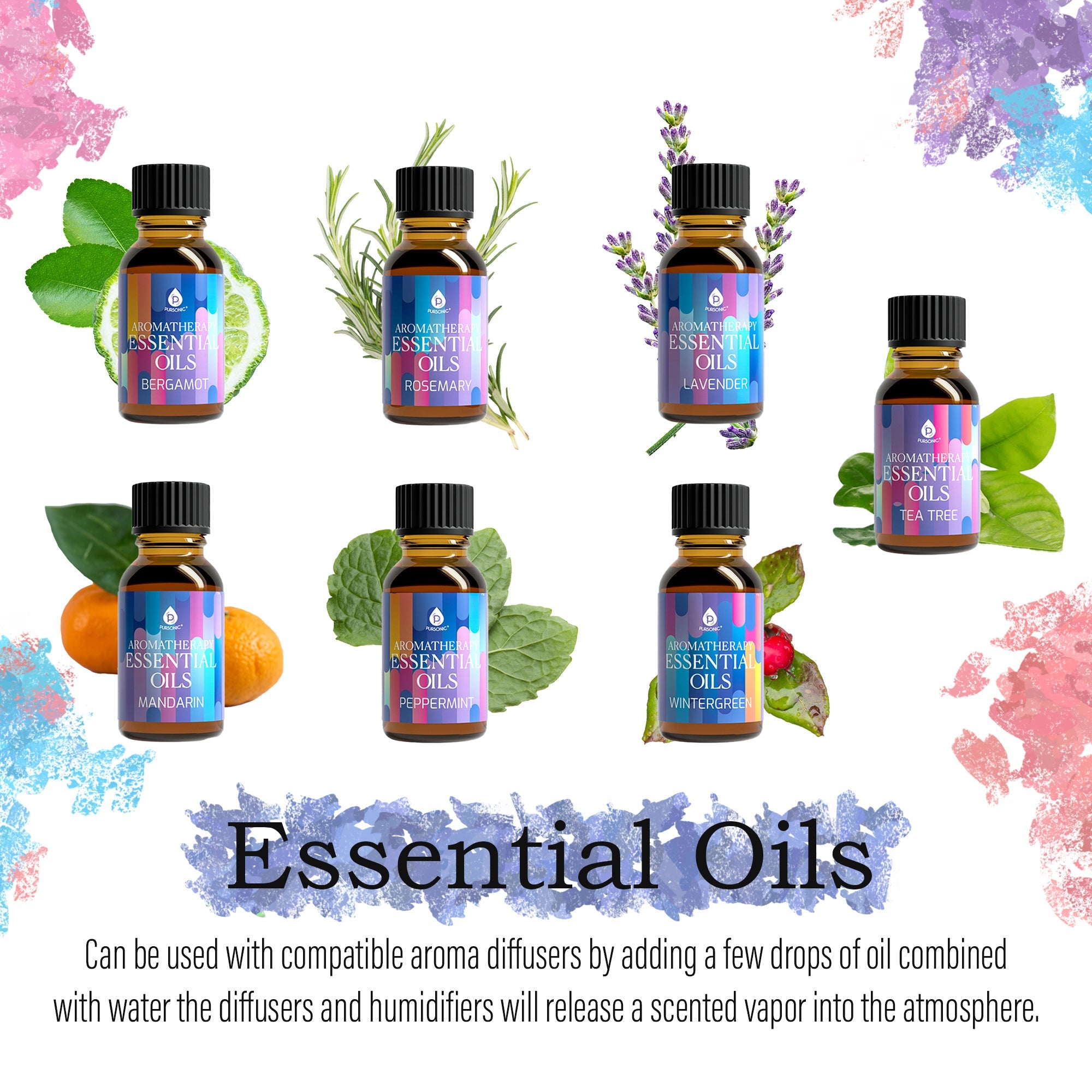 Pursonic Himalayan Salt Diffuser & 14 Pack Essential Oils Set