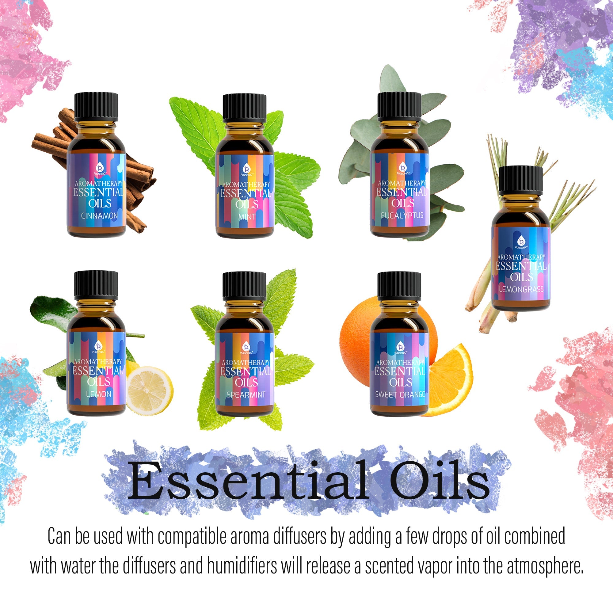 Pursonic Himalayan Salt Diffuser & 14 Pack Essential Oils Set