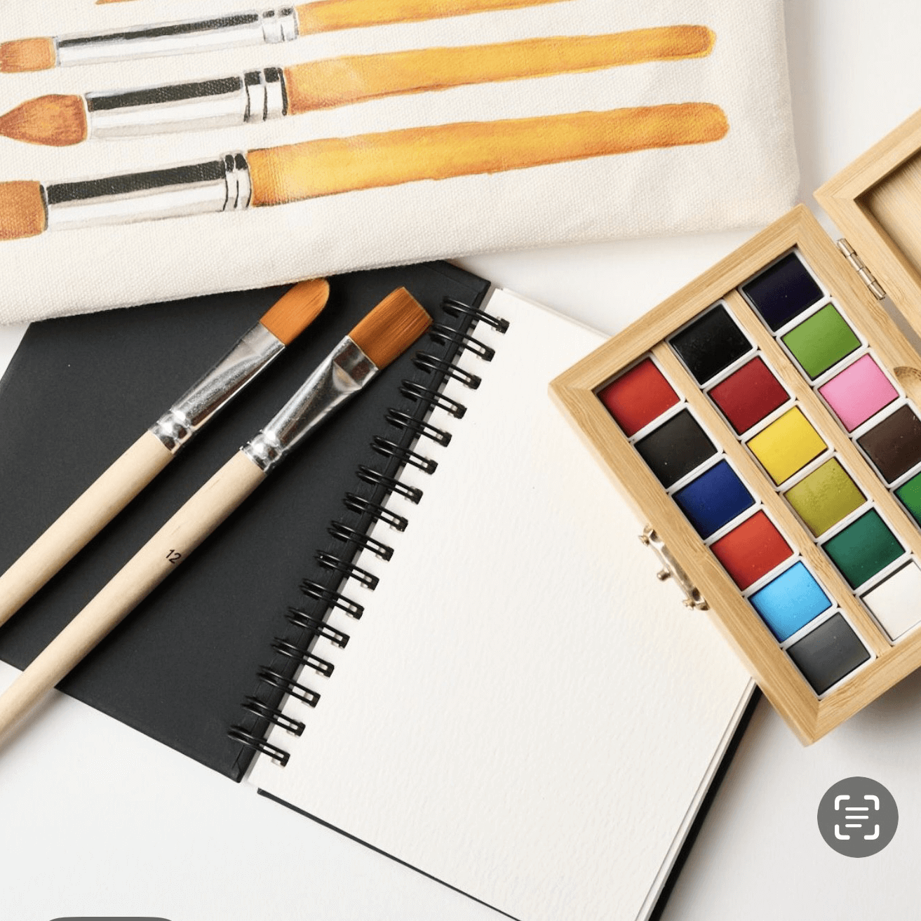 Elseware Unplug Watercolor Travel Set | Bamboo Case, Brushes, & Paper Pad