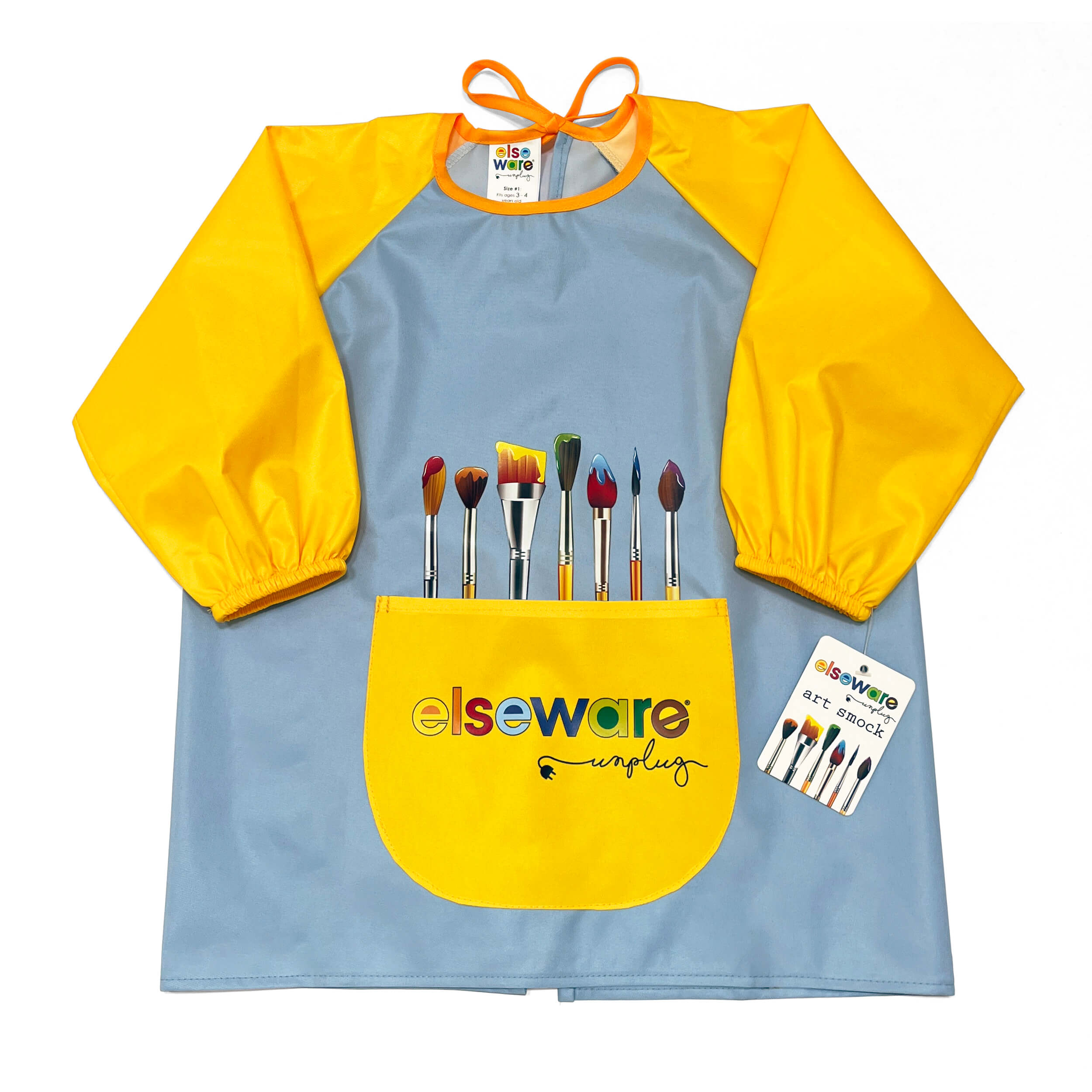 Elseware Unplug Mess-Free Kids Paint Bundle | All-Natural Finger Paint & Art Smock Set