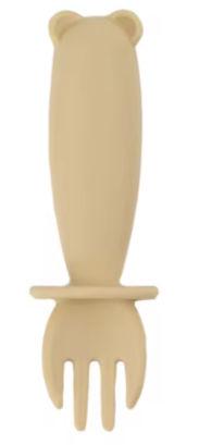Beige cartoon-style fork on a white background