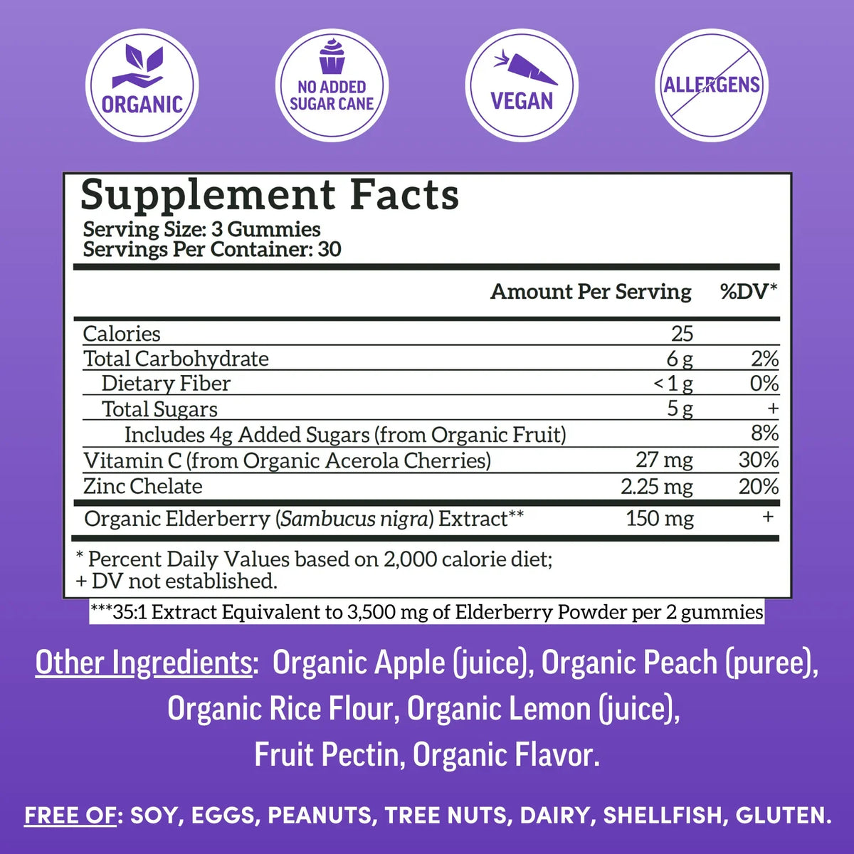 Llama Naturals Organic Adult Vitamins - Elderberry Immunity Gummies
