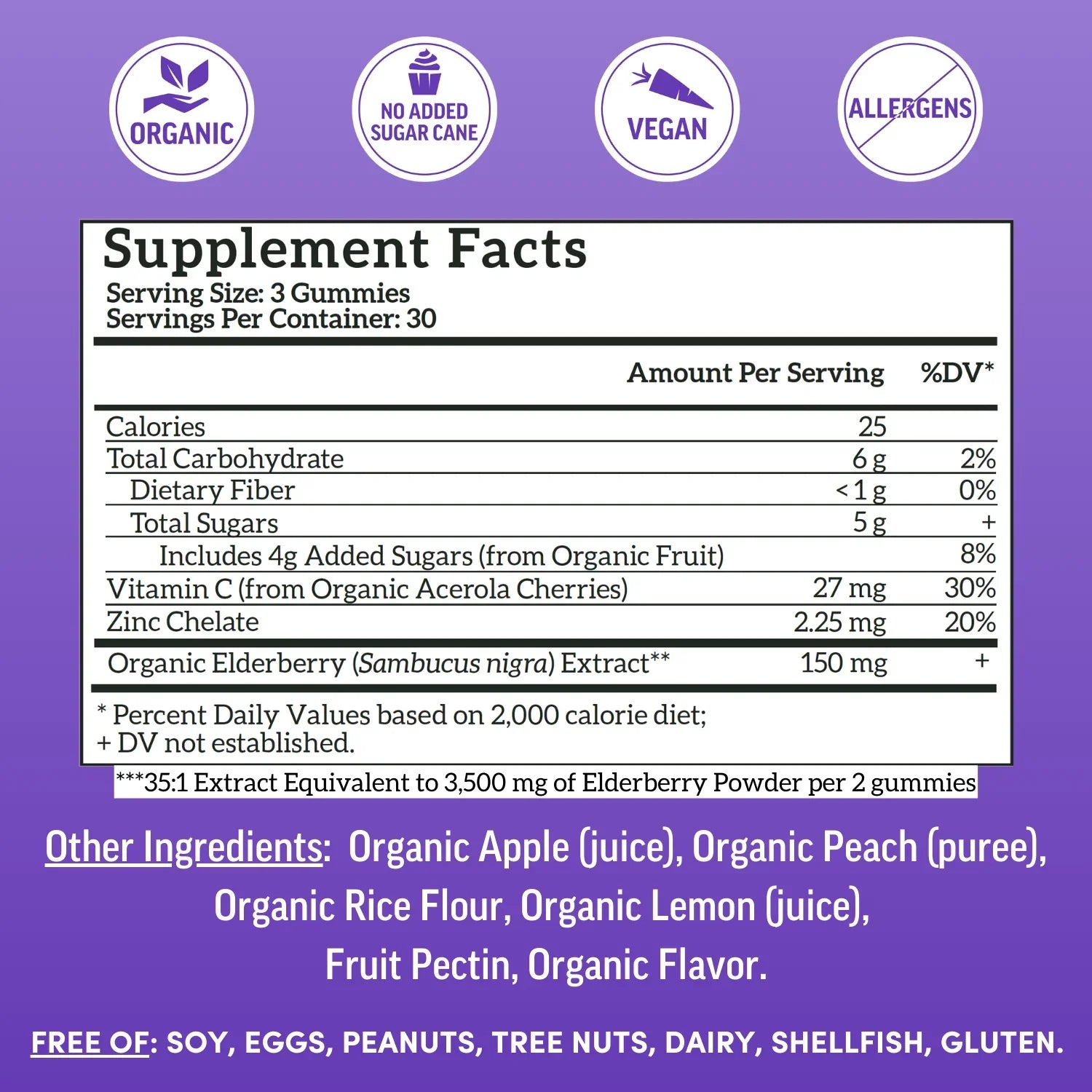 Llama Naturals Organic Adult Vitamins - Elderberry Immunity Gummies