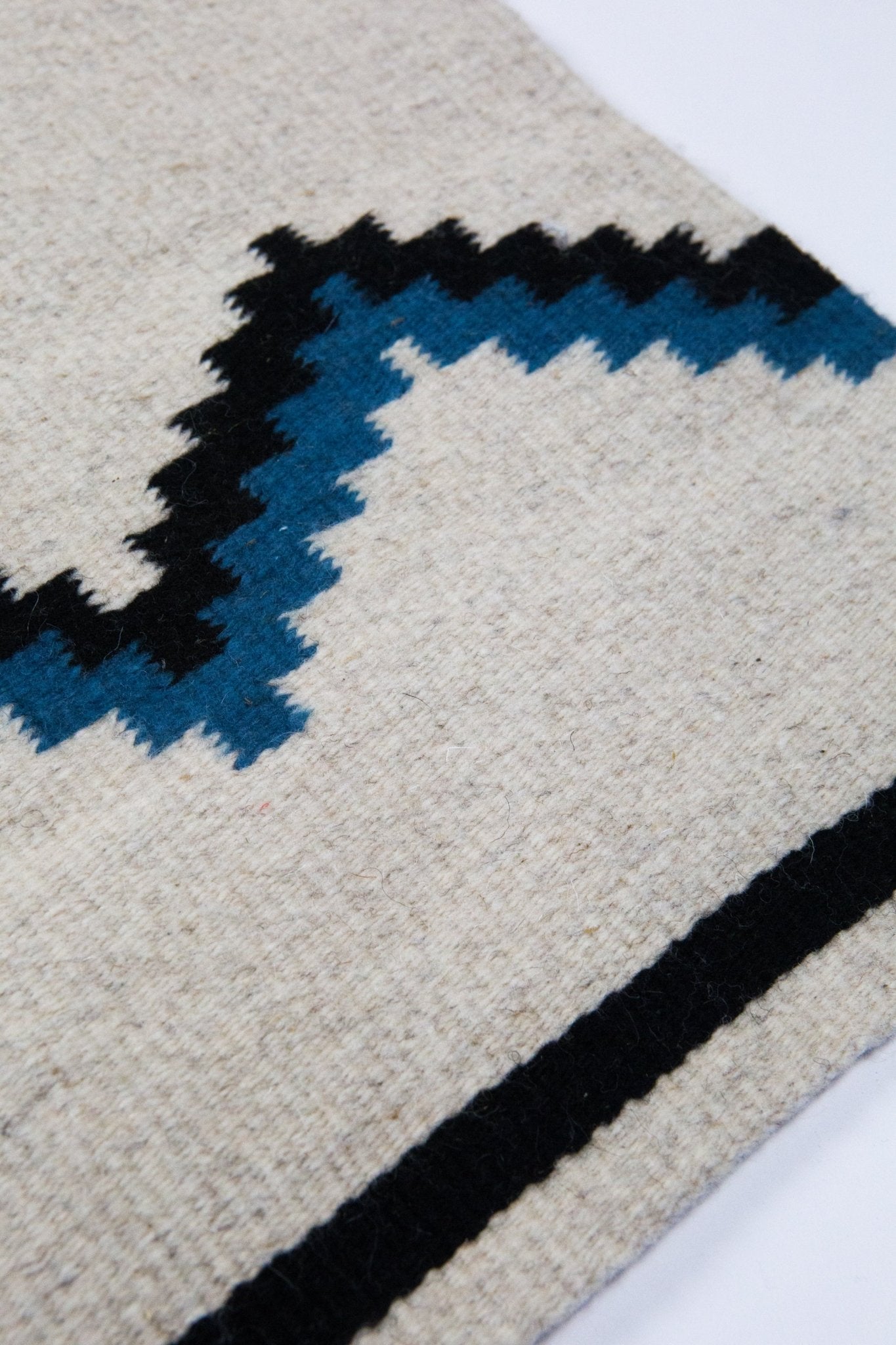 Archive New York Zapotec Blue & Black Zig Zag Rug #6